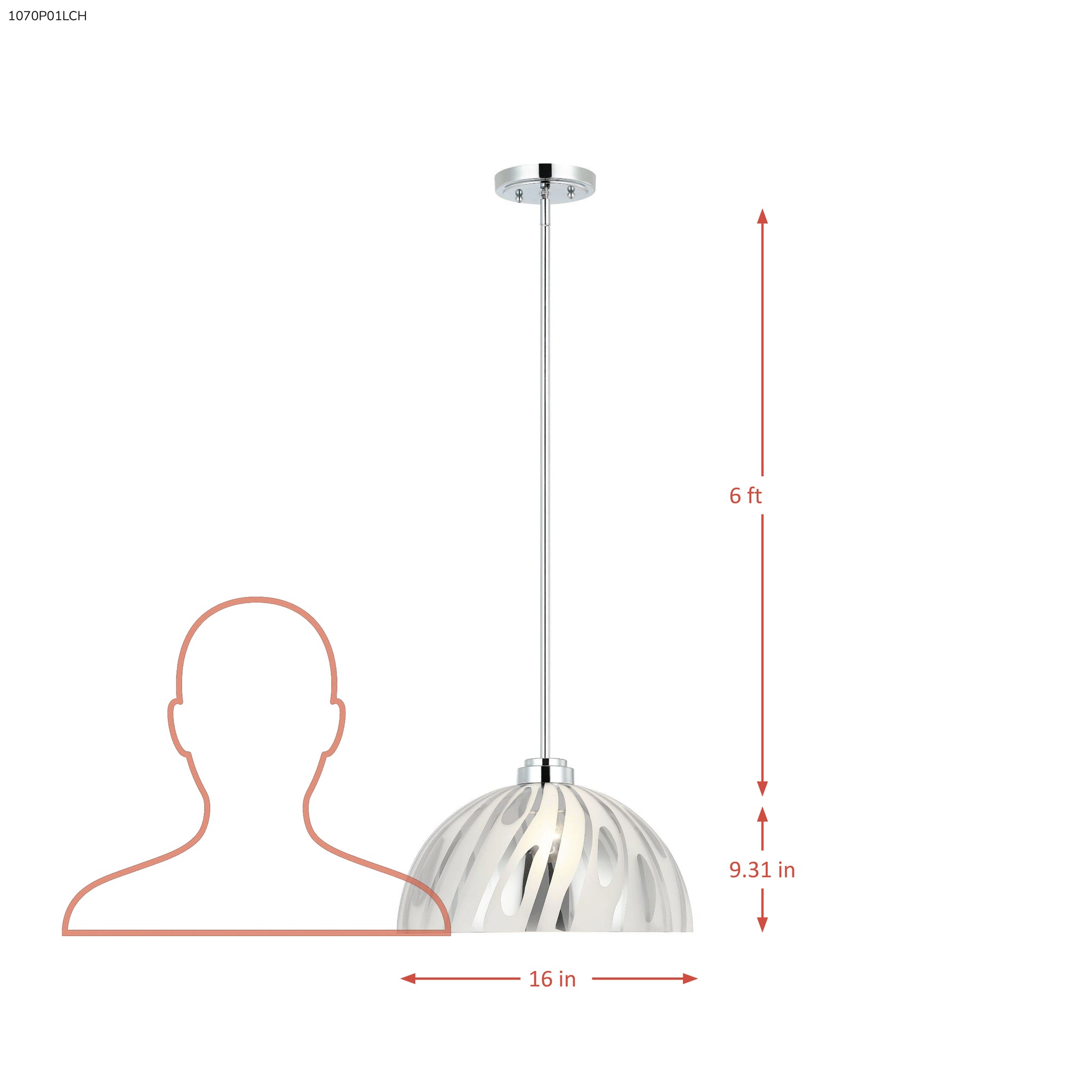 Chroman Empire 1 Light 16 in Dome Pendant - Chrome