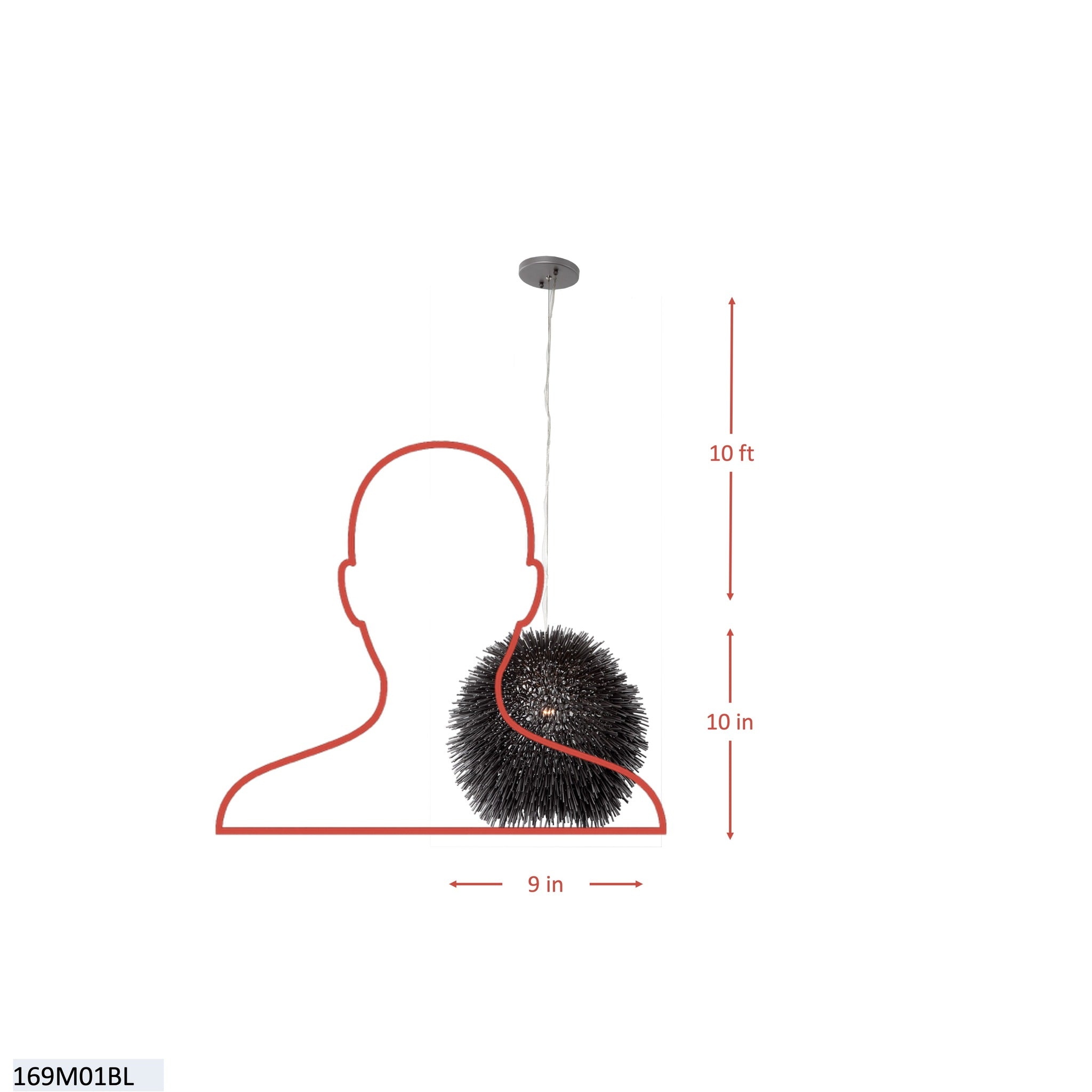 Urchin 1 Light Mini Pendant - Black