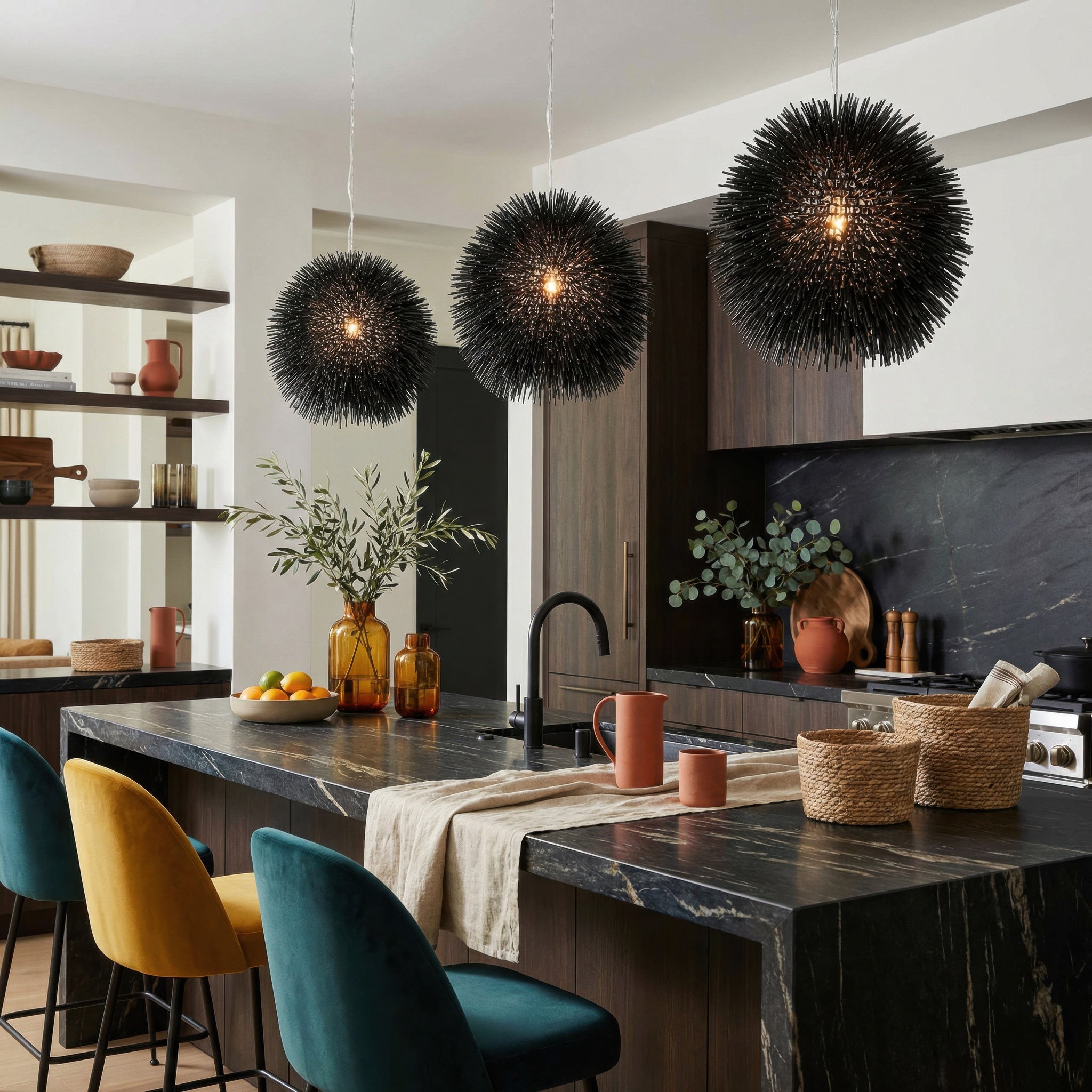 Urchin 1 Light Mini Pendant - Black