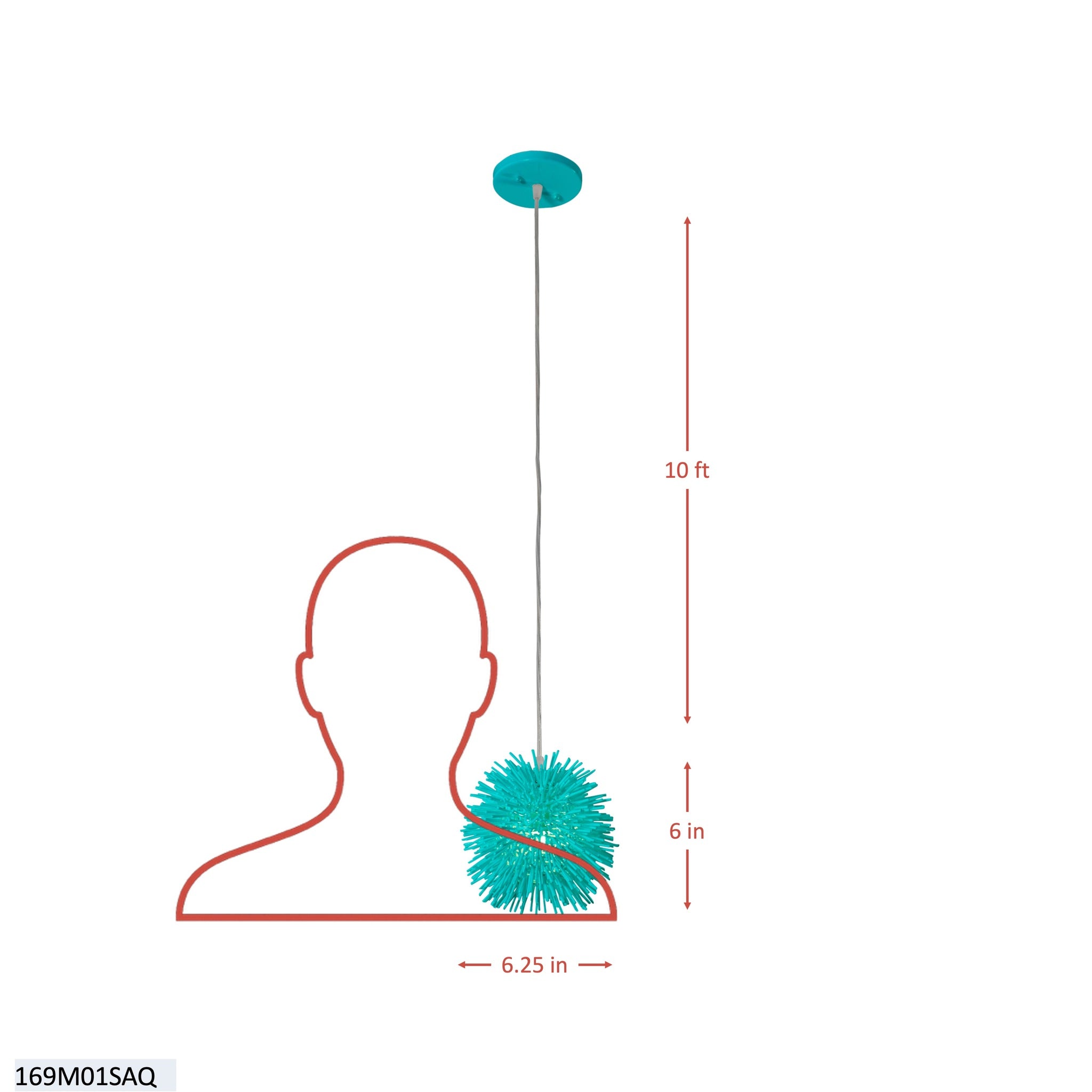 Urchin 1 Light Uber Mini Pendant - Aqua Velvet