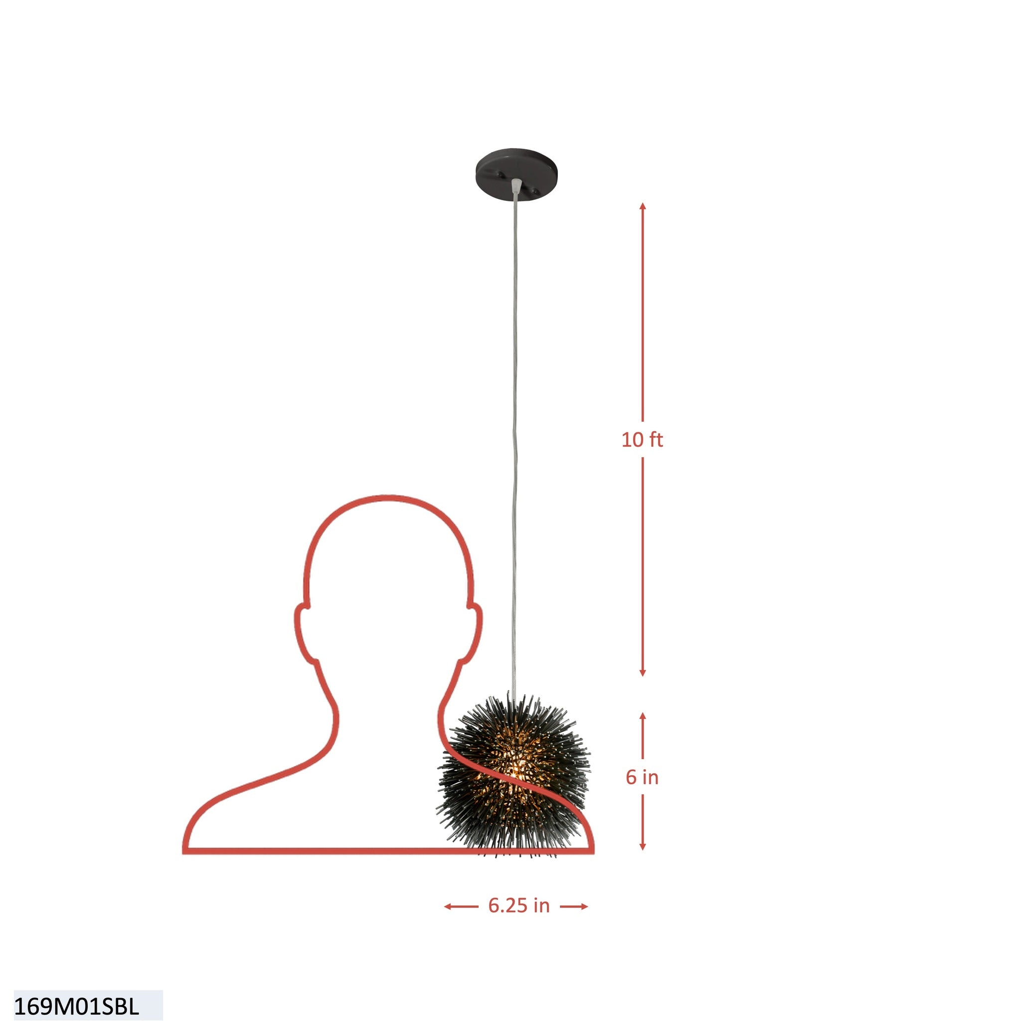 Urchin 1 Light Uber Mini Pendant - Black