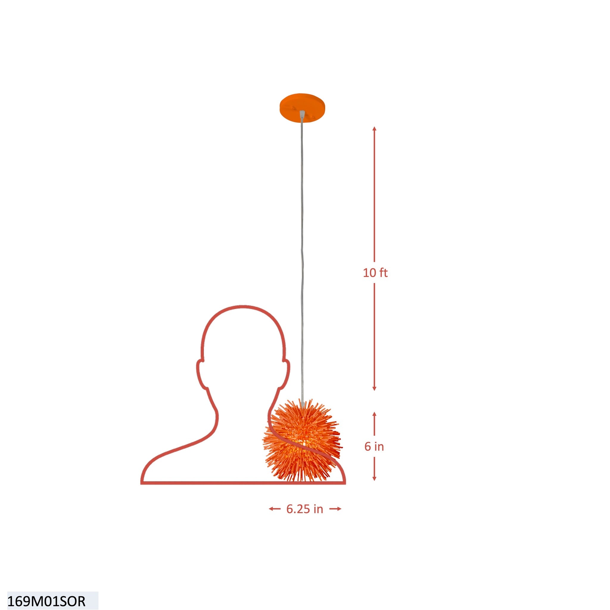 Urchin 1 Light Uber Mini Pendant - Electric Pumpkin
