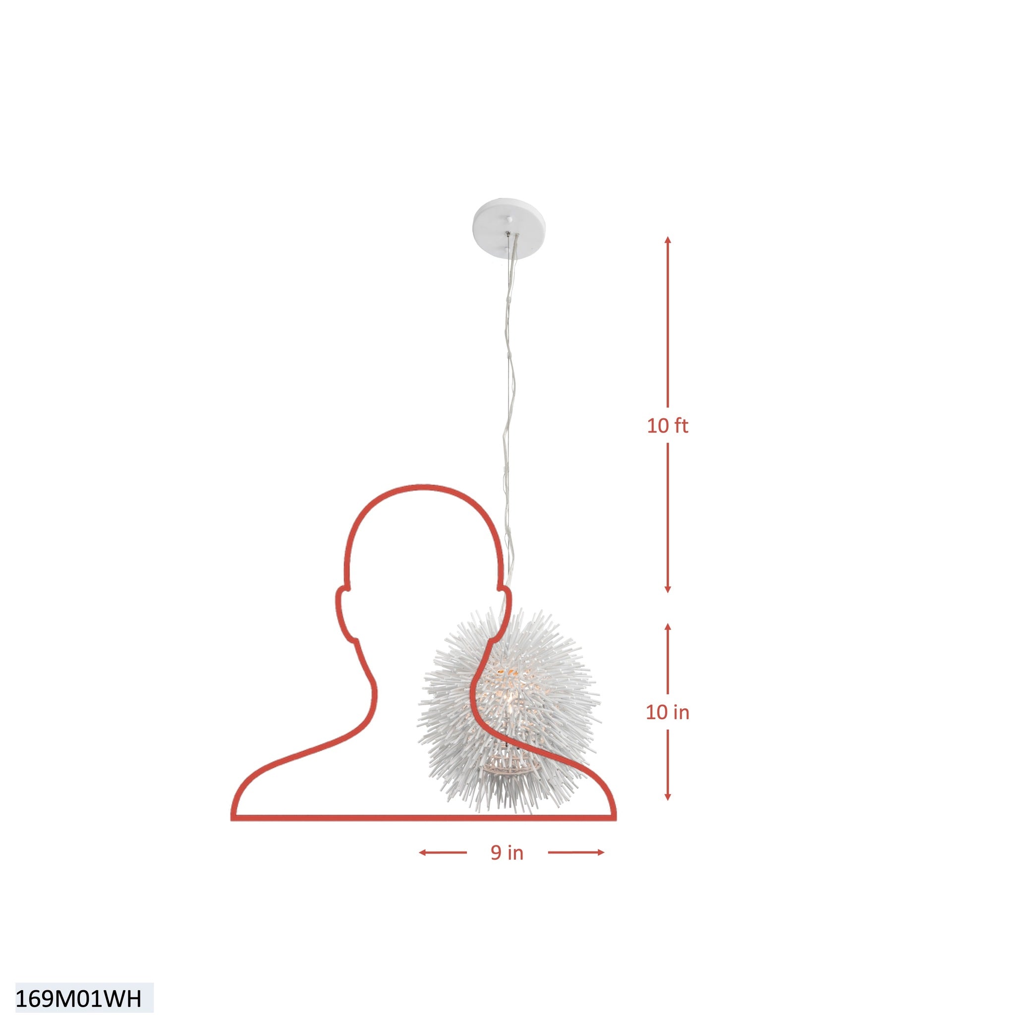 Urchin 1 Light Mini Pendant - White