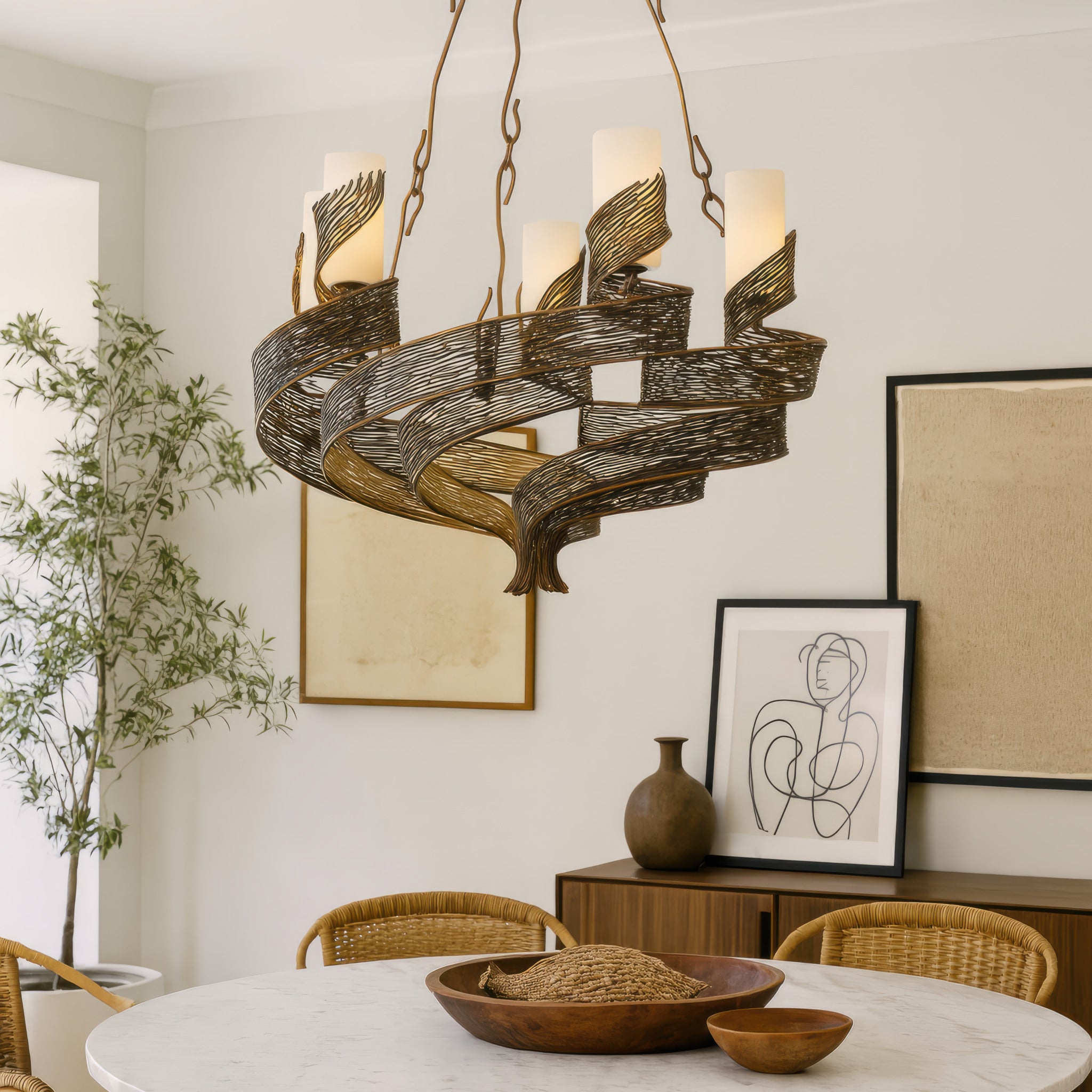 Flow 6 Light Chandelier - Hammered Ore