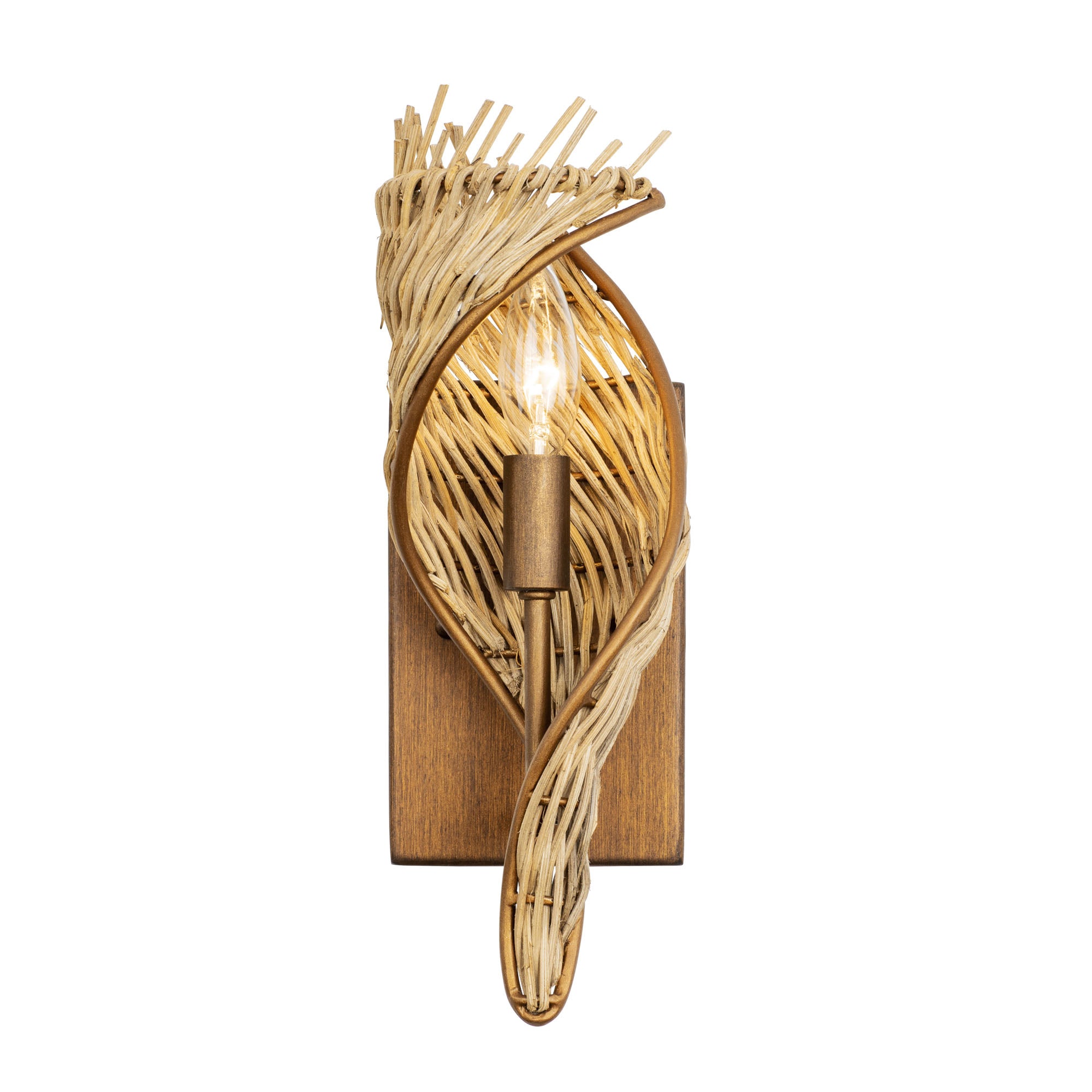 Flow 1 Light Left Sconce - Baguette/Natural Rattan