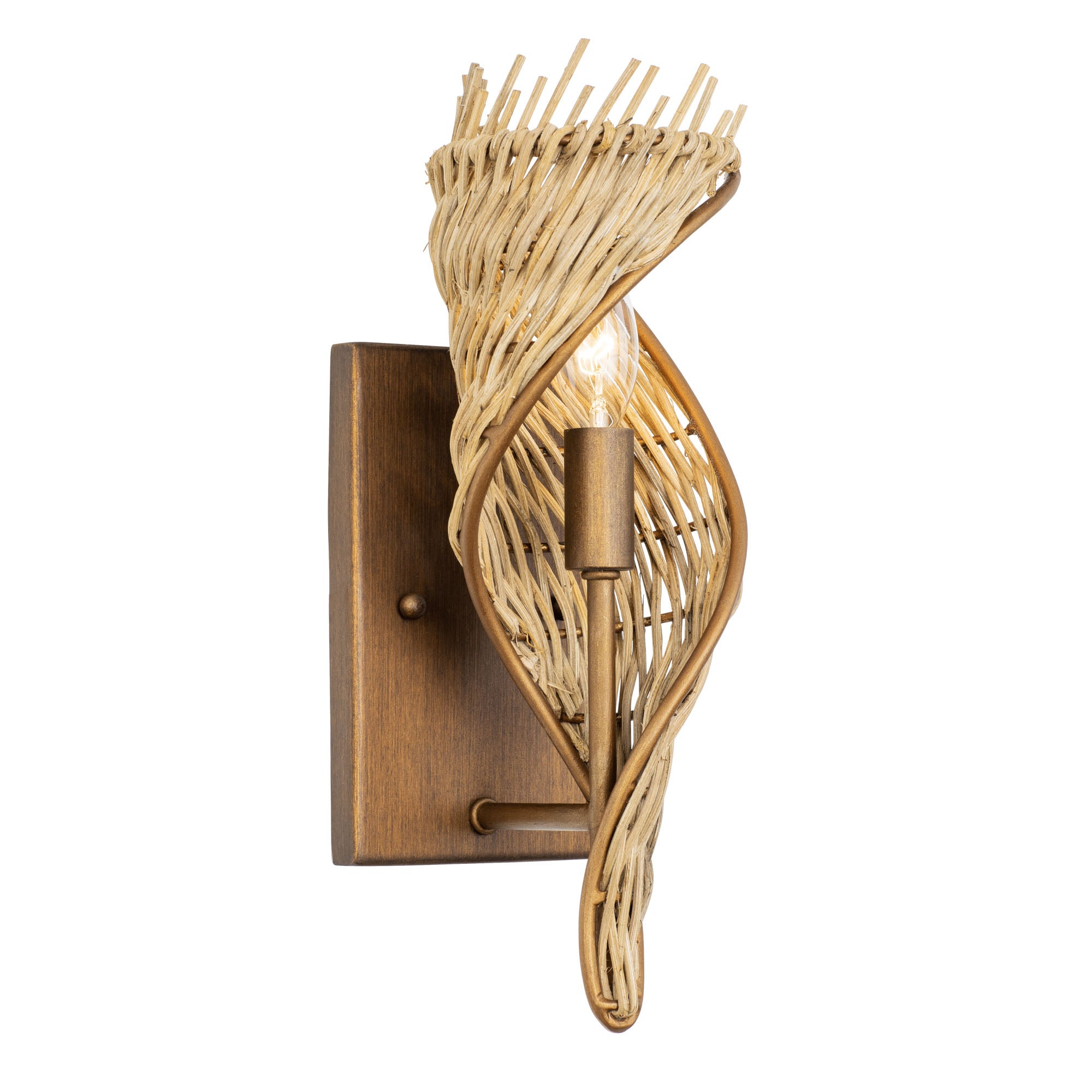 Flow 1 Light Left Sconce - Baguette/Natural Rattan