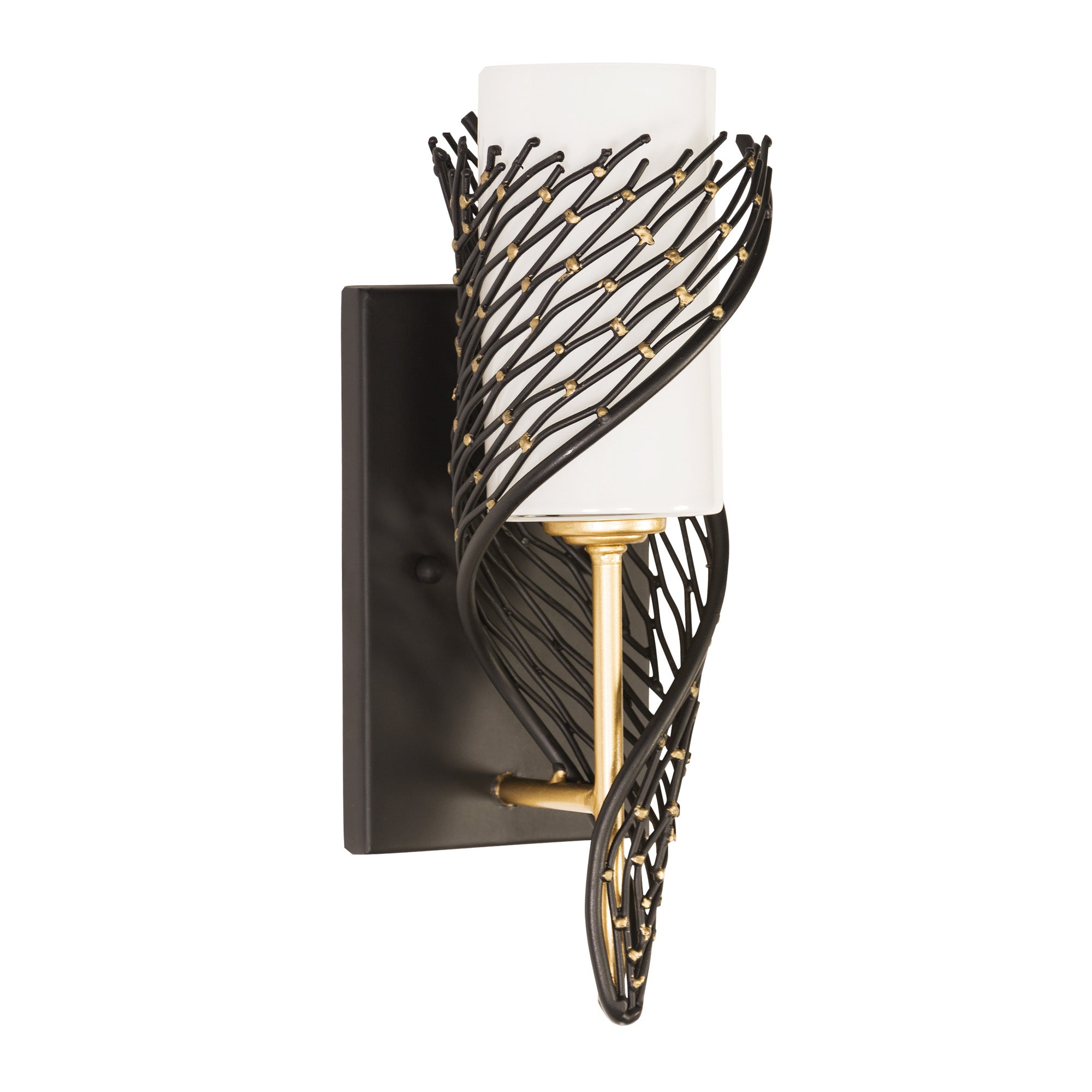 Flow 1 Light Left Sconce - Matte Black/French Gold