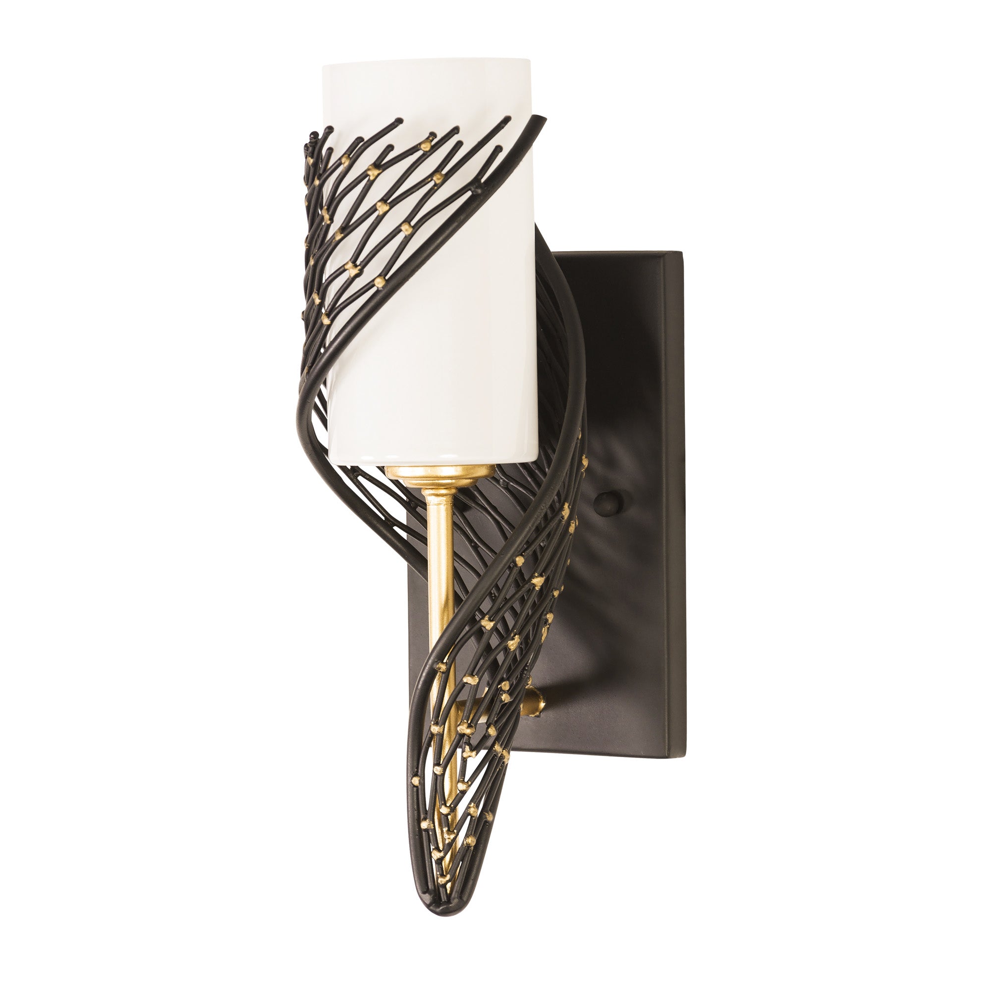 Flow 1 Light Left Sconce - Matte Black/French Gold