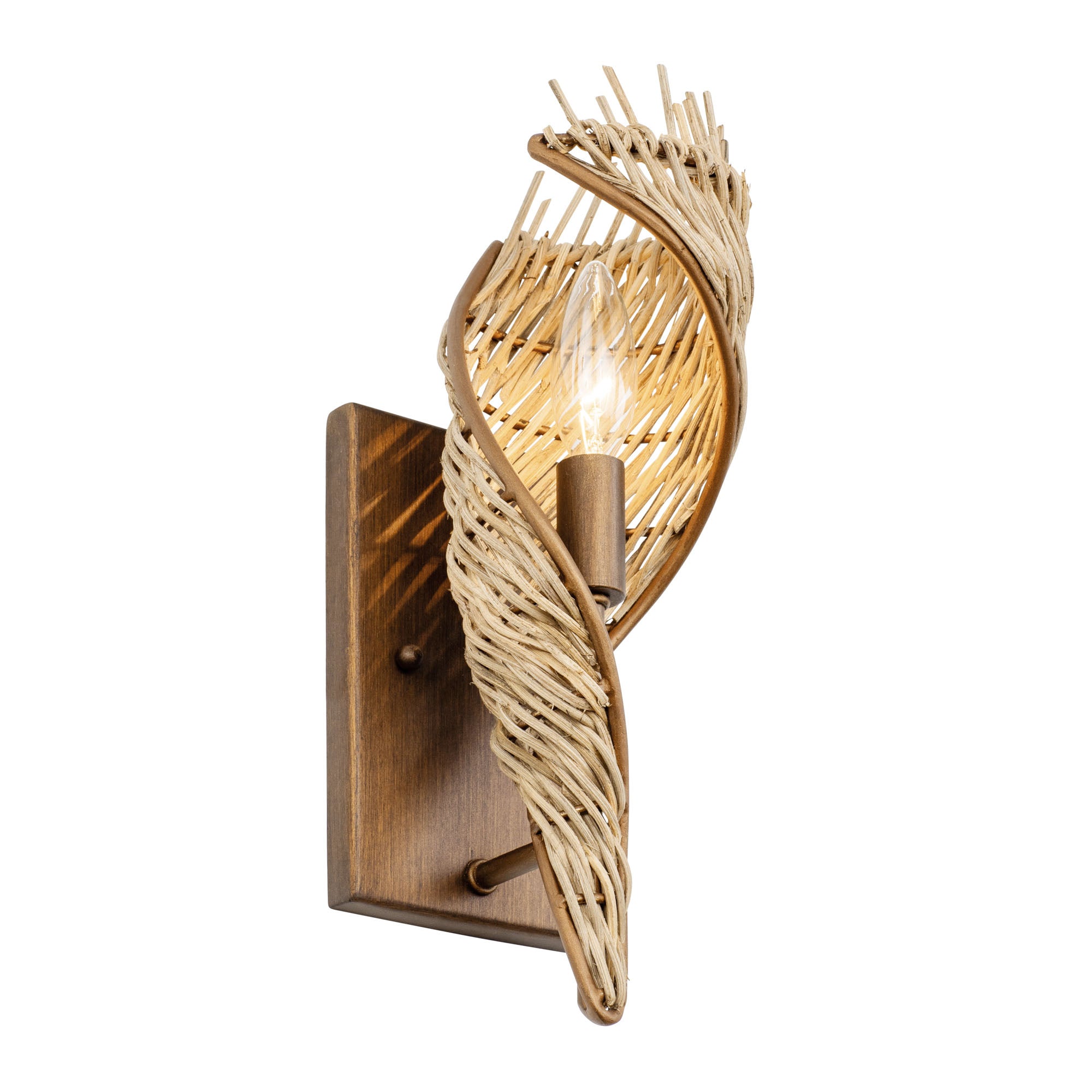 Flow 1 Light Right Sconce - Baguette/Natural Rattan