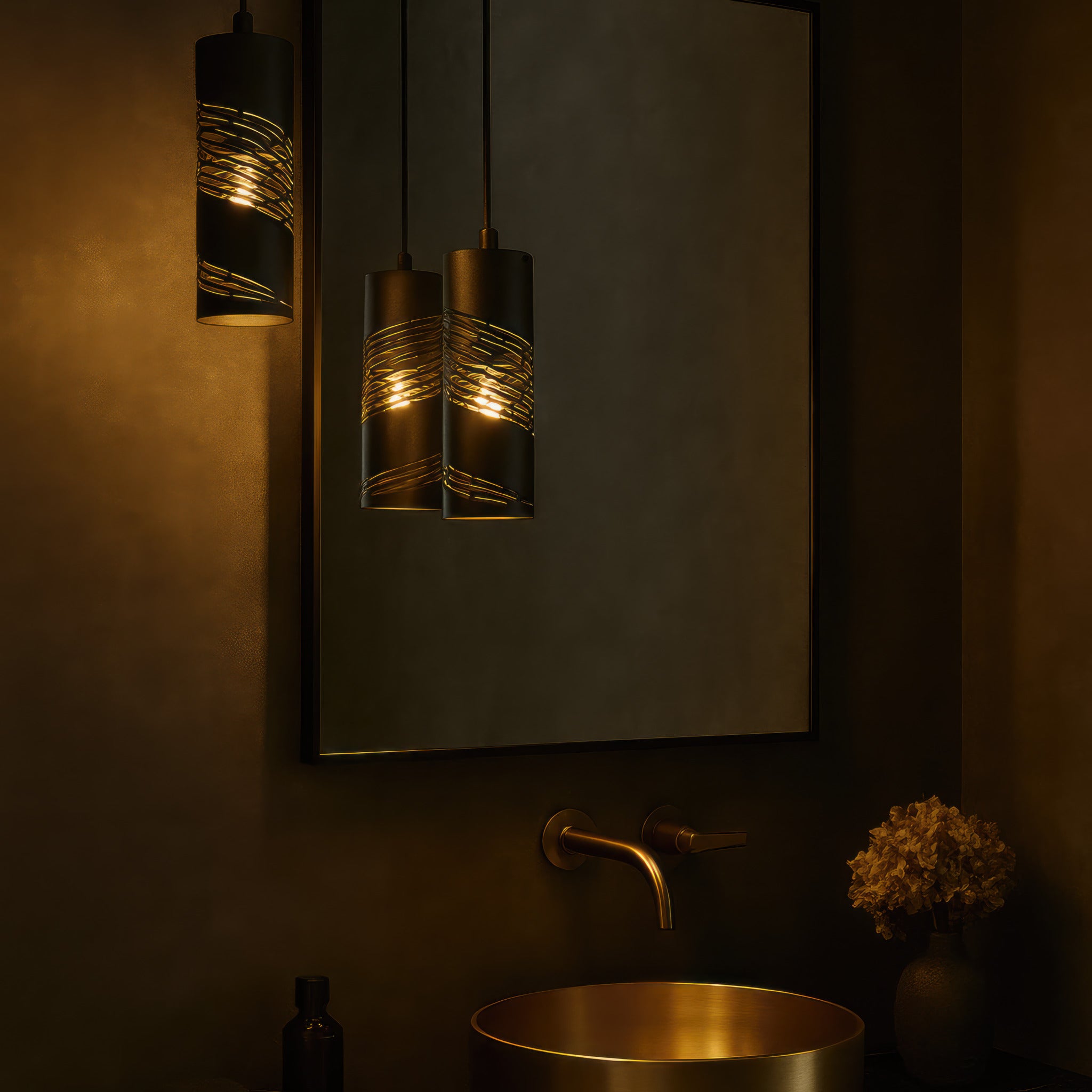 Flow 1 Light Cylinder Mini Pendant - Hammered Ore