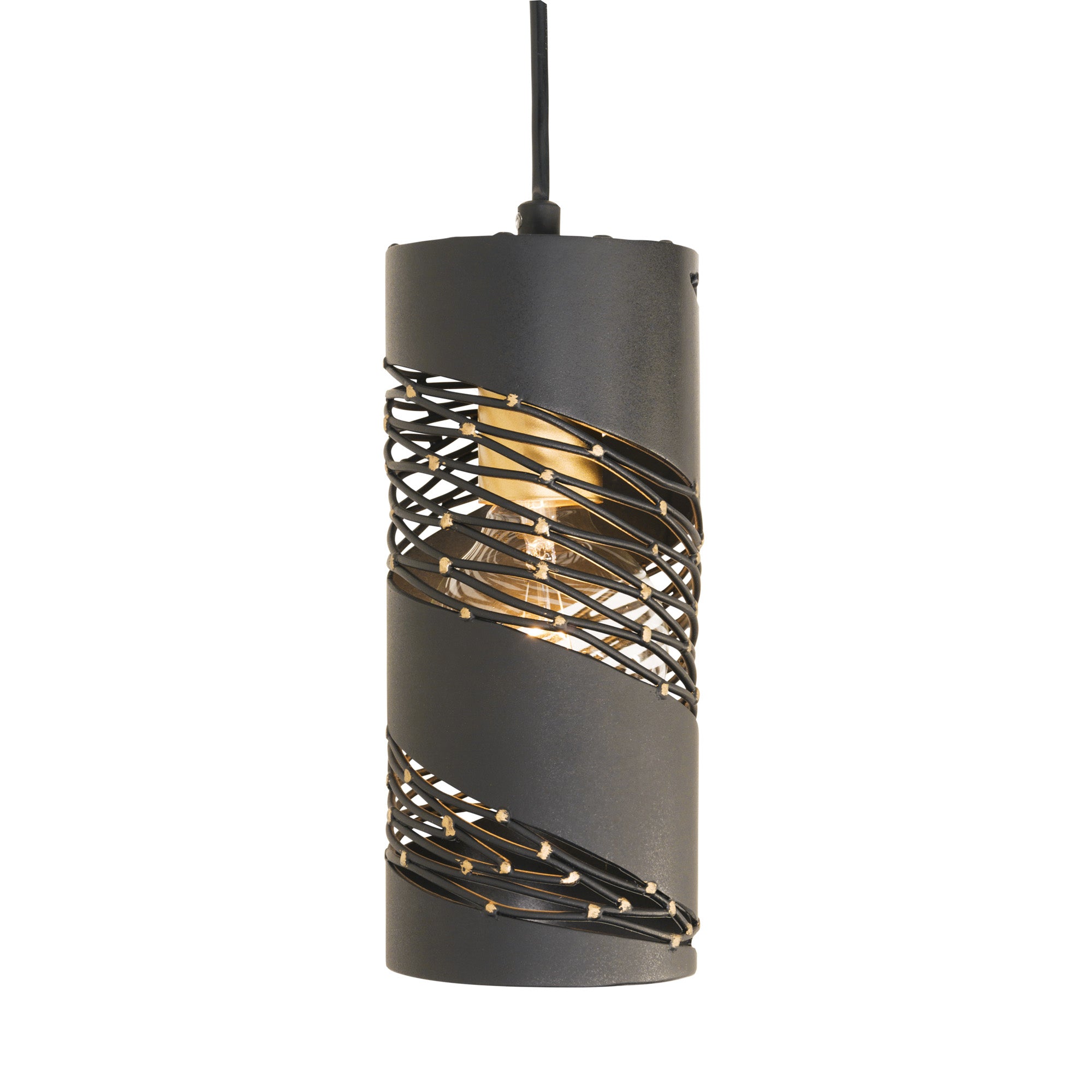 Flow 1 Light Cylinder Mini Pendant - Matte Black/French Gold