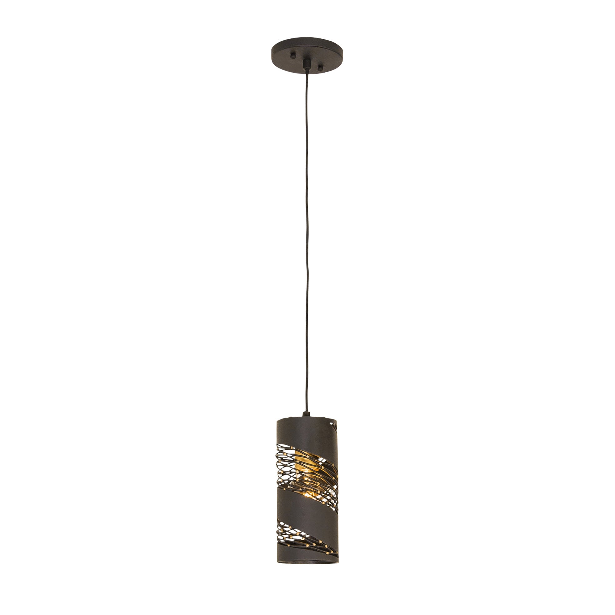 Flow 1 Light Cylinder Mini Pendant - Matte Black/French Gold