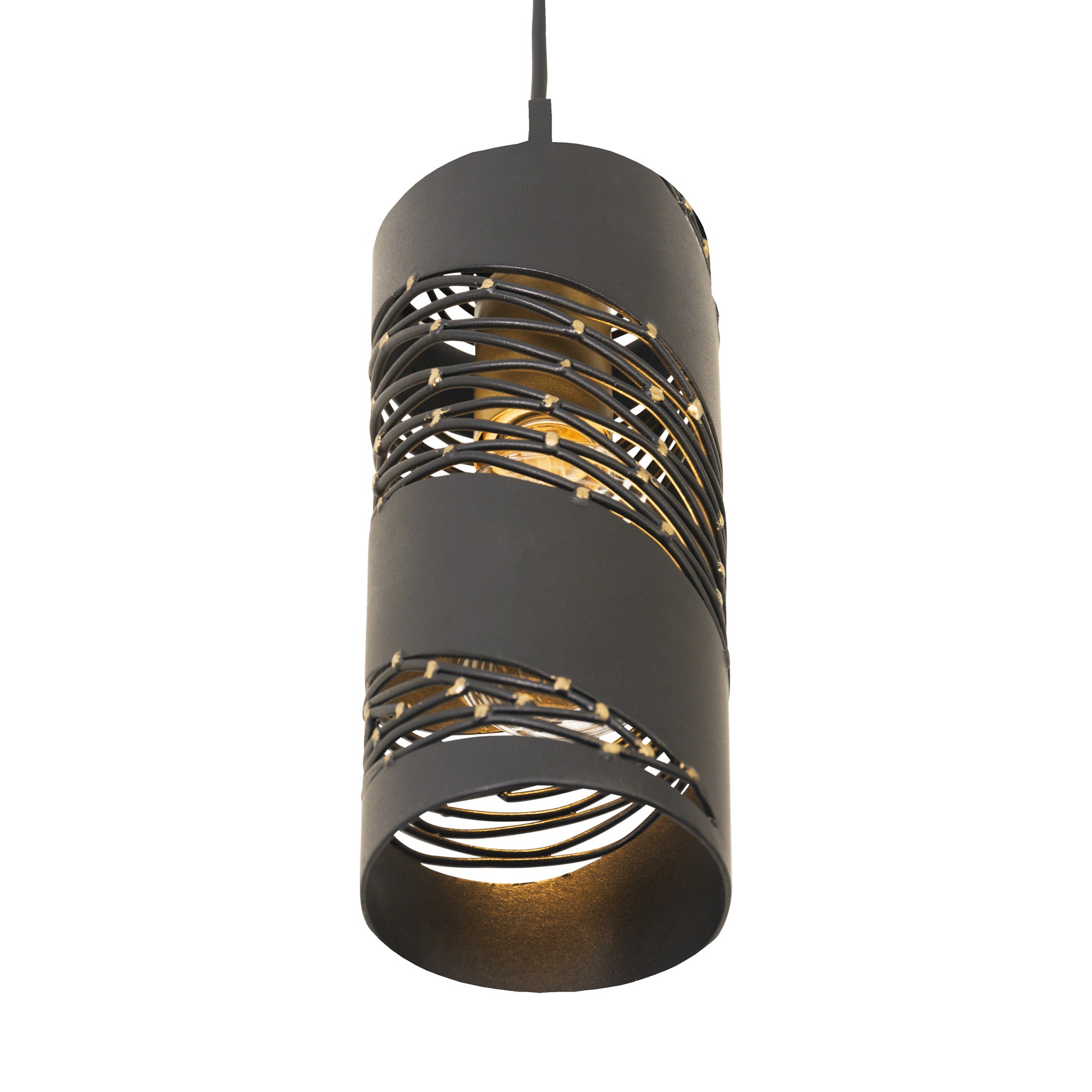 Flow 1 Light Cylinder Mini Pendant - Matte Black/French Gold
