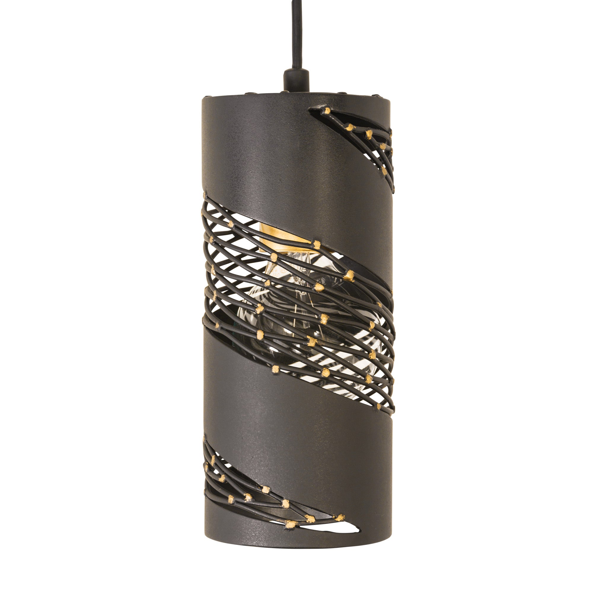 Flow 1 Light Cylinder Mini Pendant - Matte Black/French Gold