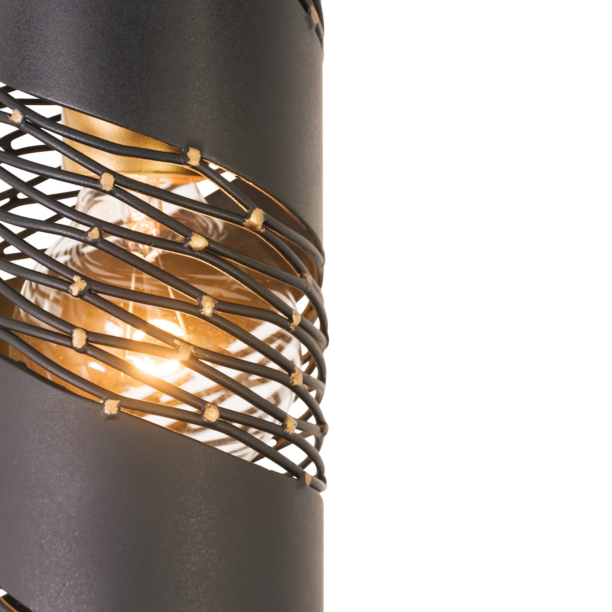 Flow 1 Light Cylinder Mini Pendant - Matte Black/French Gold