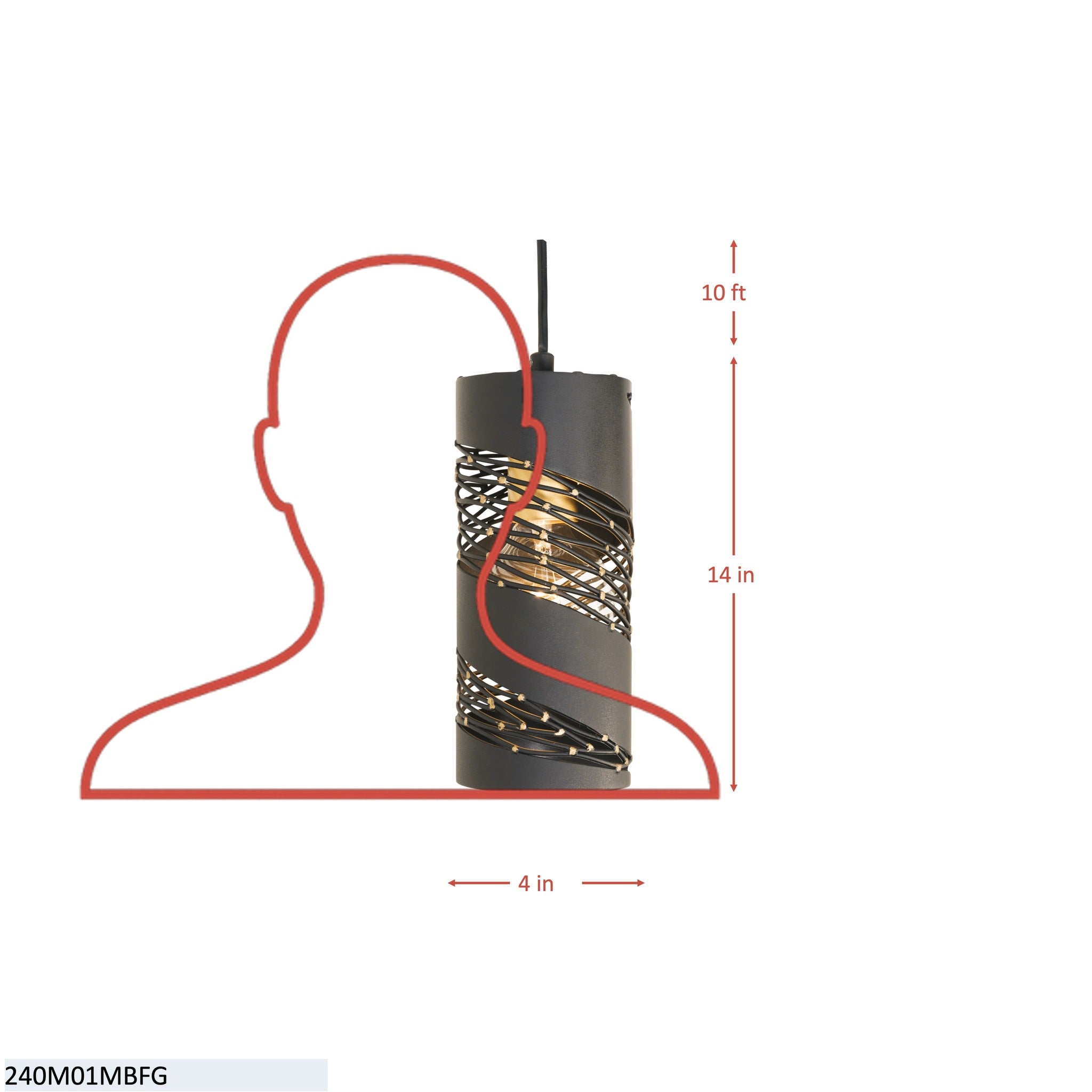 Flow 1 Light Cylinder Mini Pendant - Matte Black/French Gold