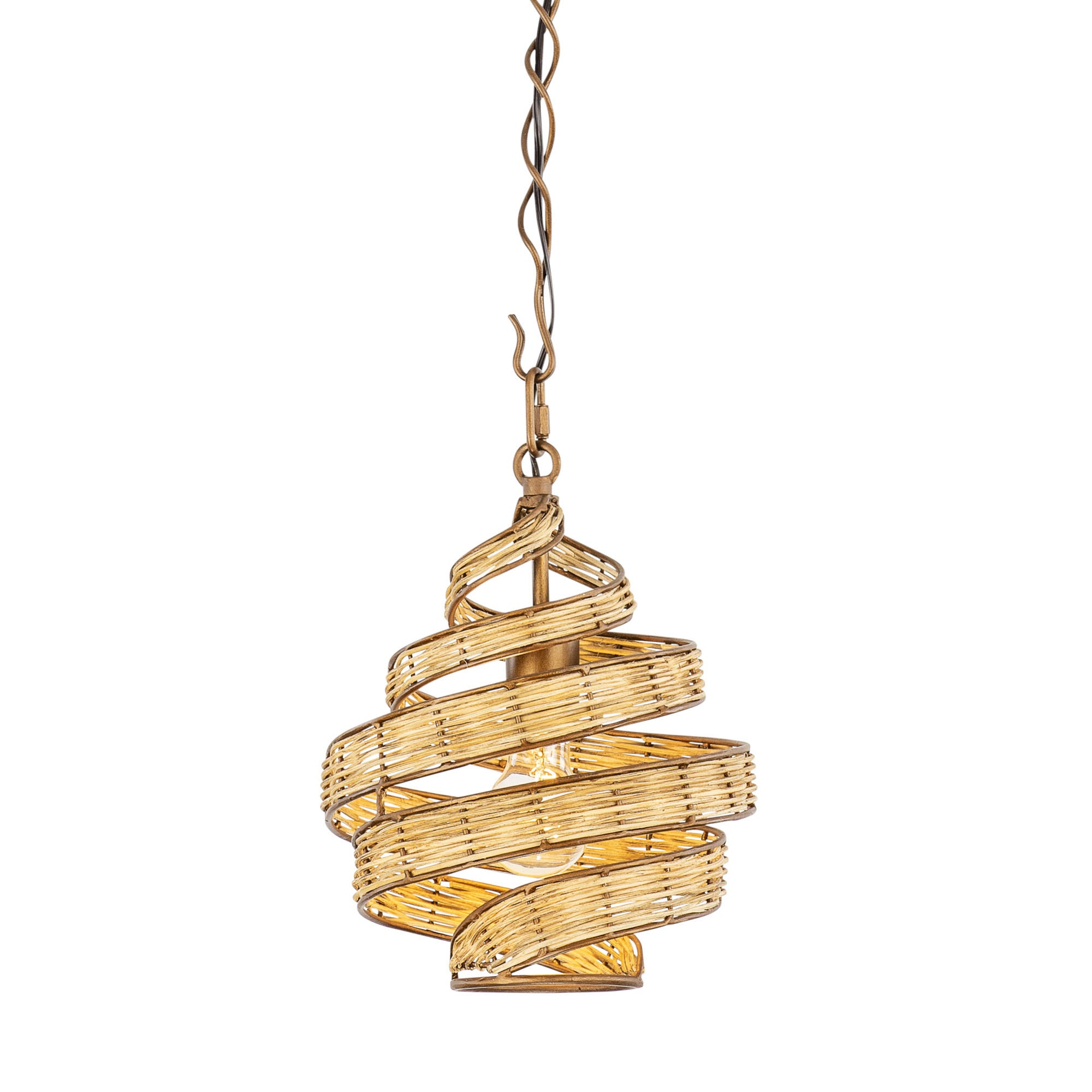 Flow 1 Light Twist Pendant - Baguette/Natural Rattan