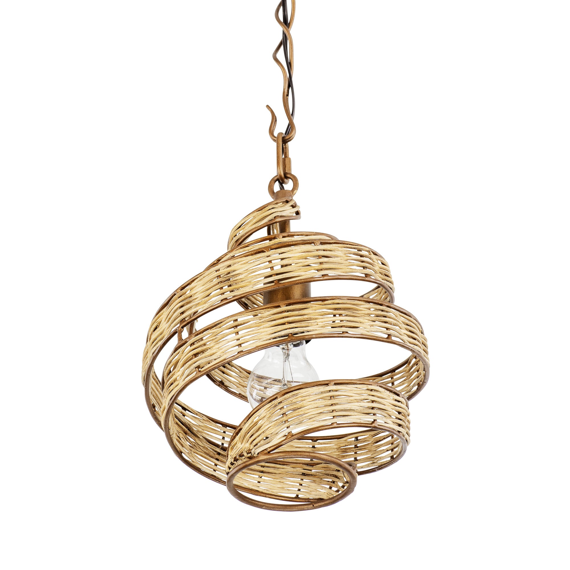 Flow 1 Light Twist Pendant - Baguette/Natural Rattan