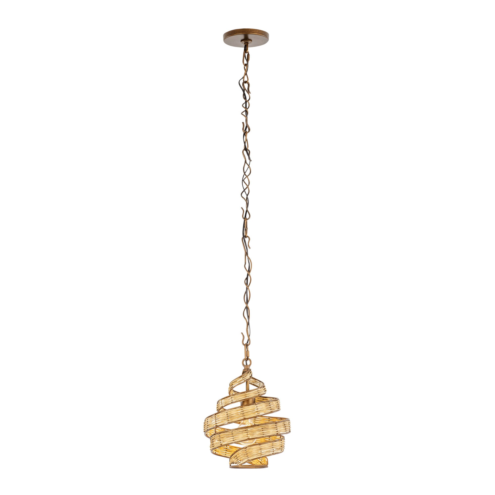Flow 1 Light Twist Pendant - Baguette/Natural Rattan
