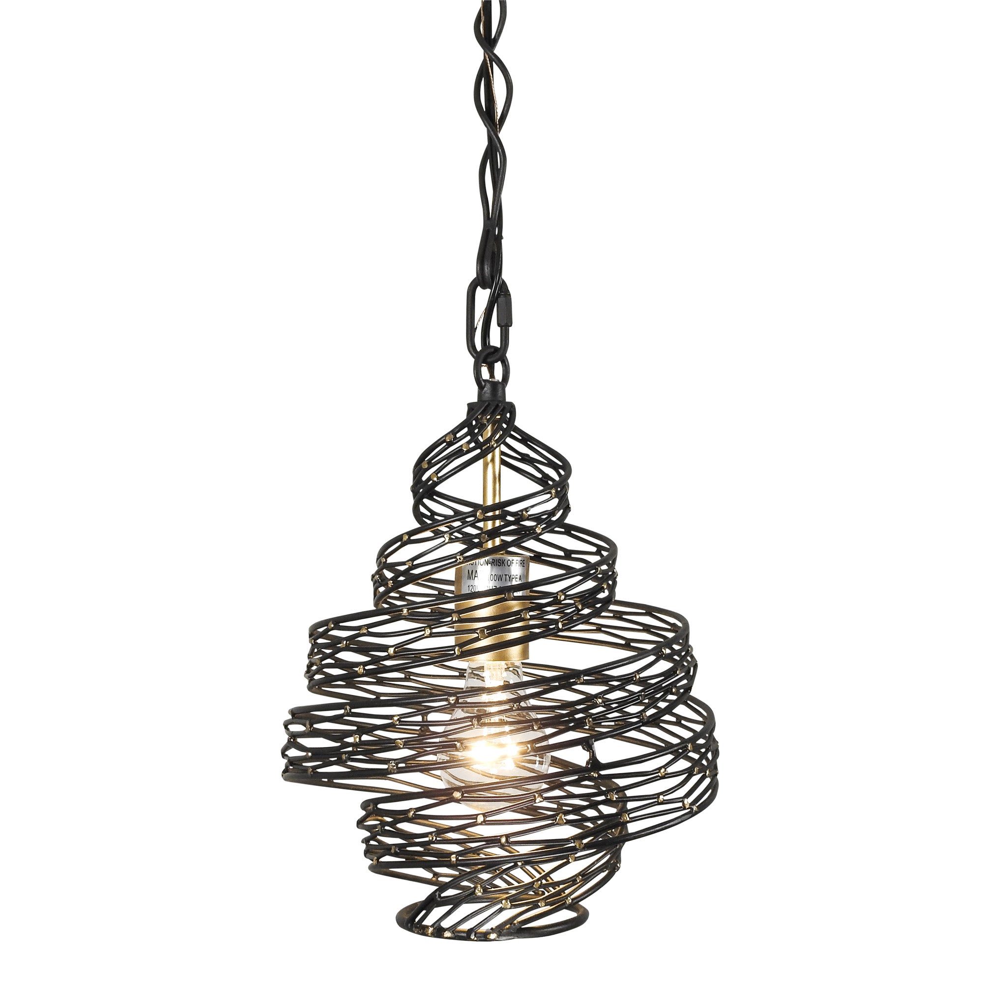 Flow 1 Light Twist Mini Pendant - Matte Black/French Gold