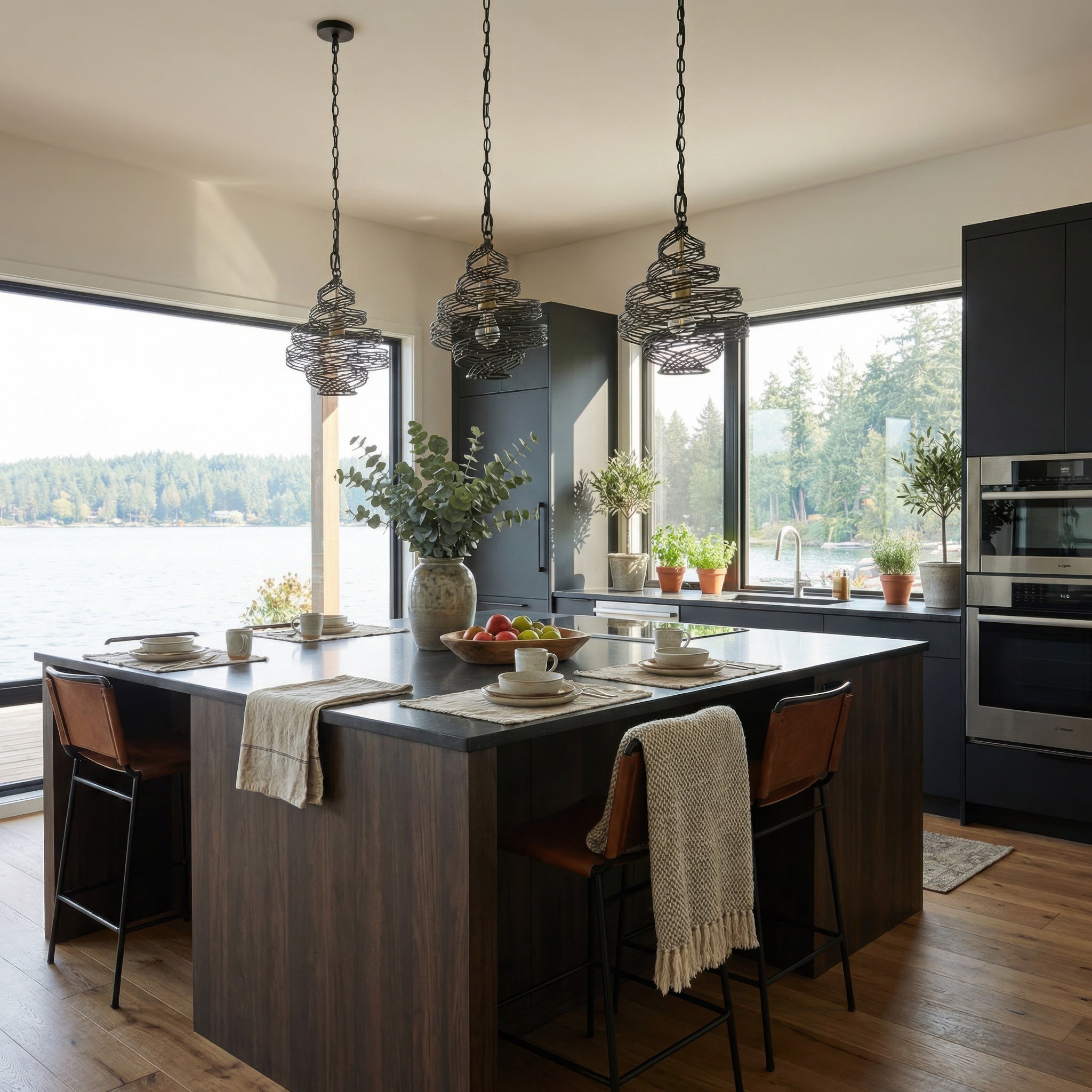 Flow 1 Light Twist Mini Pendant - Matte Black/French Gold