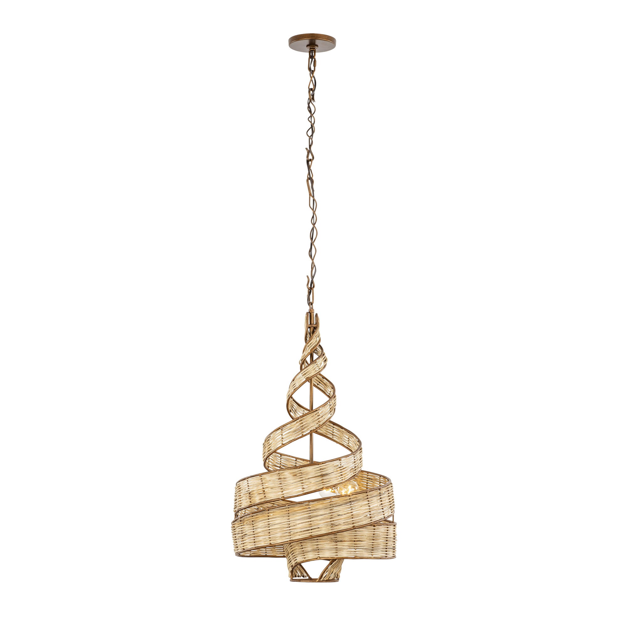 Flow 3 Light Twist Pendant - Baguette/Natural Rattan