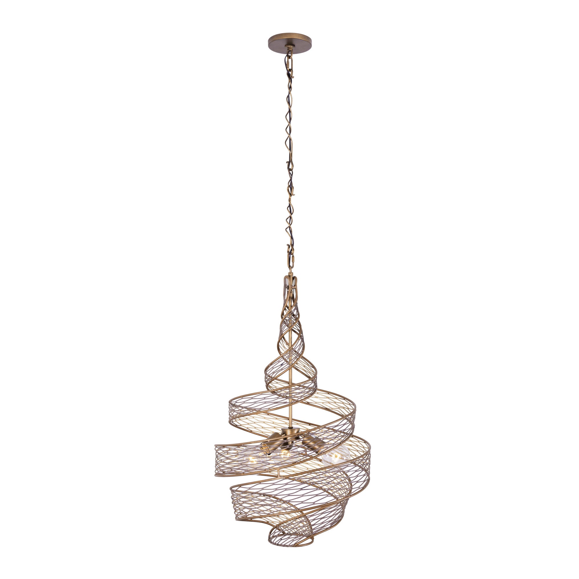 Flow 3 Light Twist Pendant - Hammered Ore