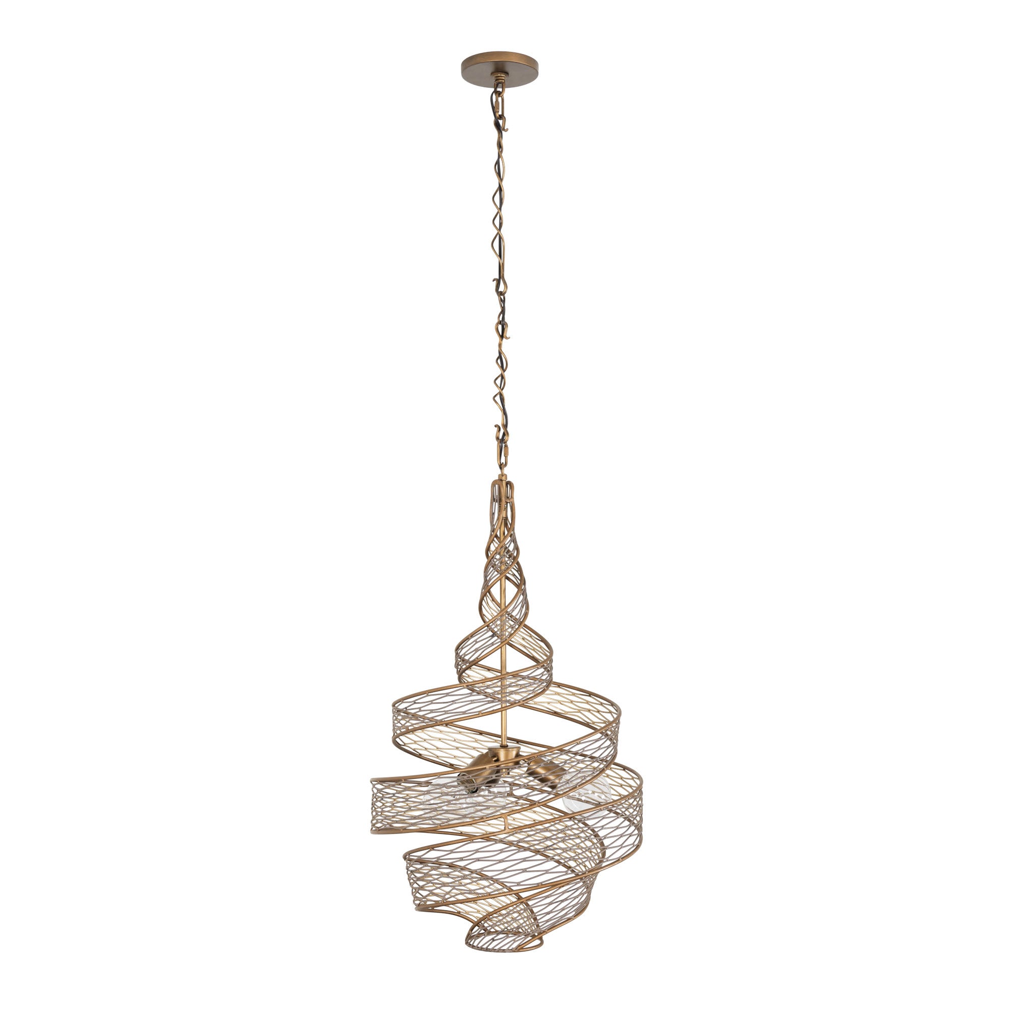 Flow 3 Light Twist Pendant - Hammered Ore
