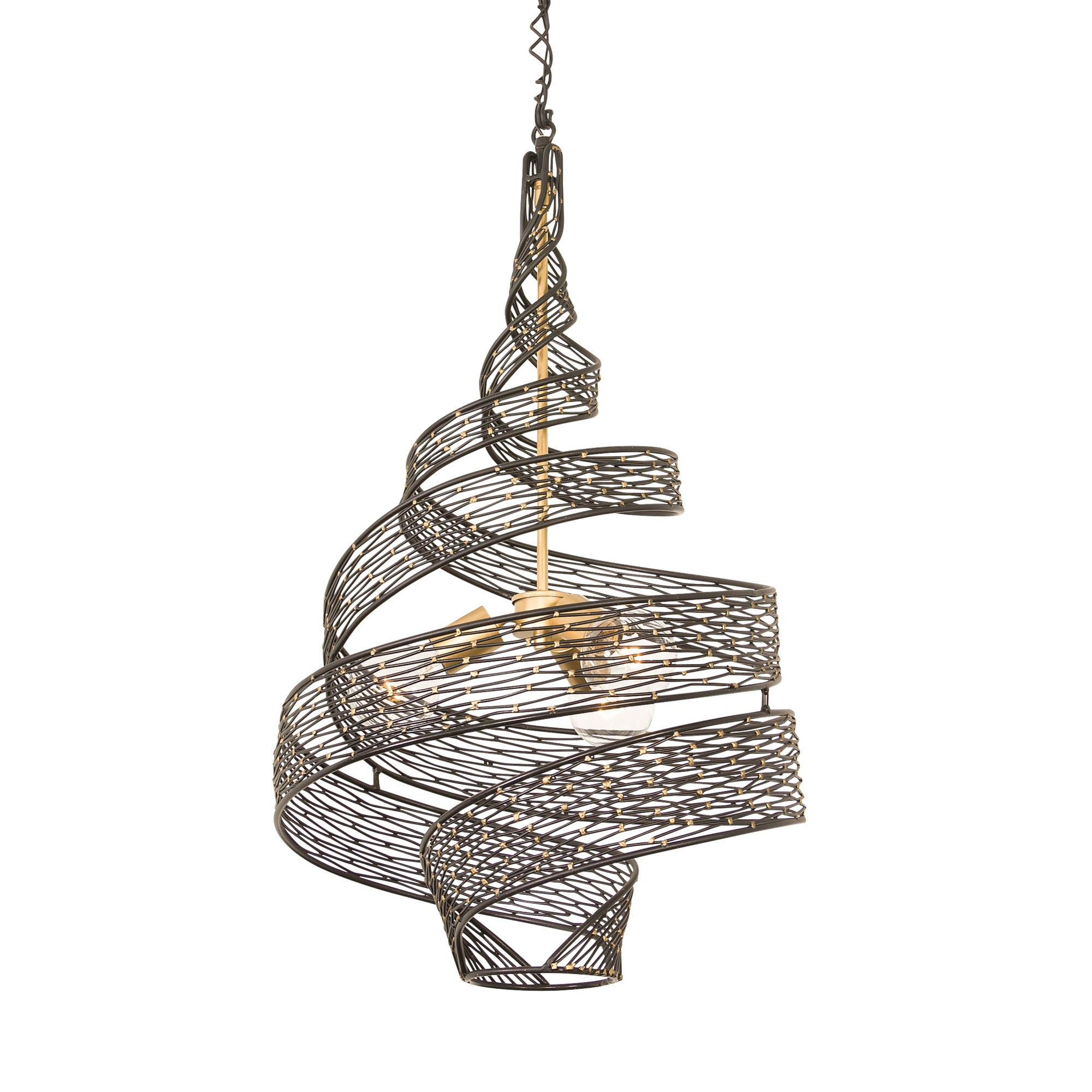 Flow 3 Light Twist Pendant - Matte Black/French Gold