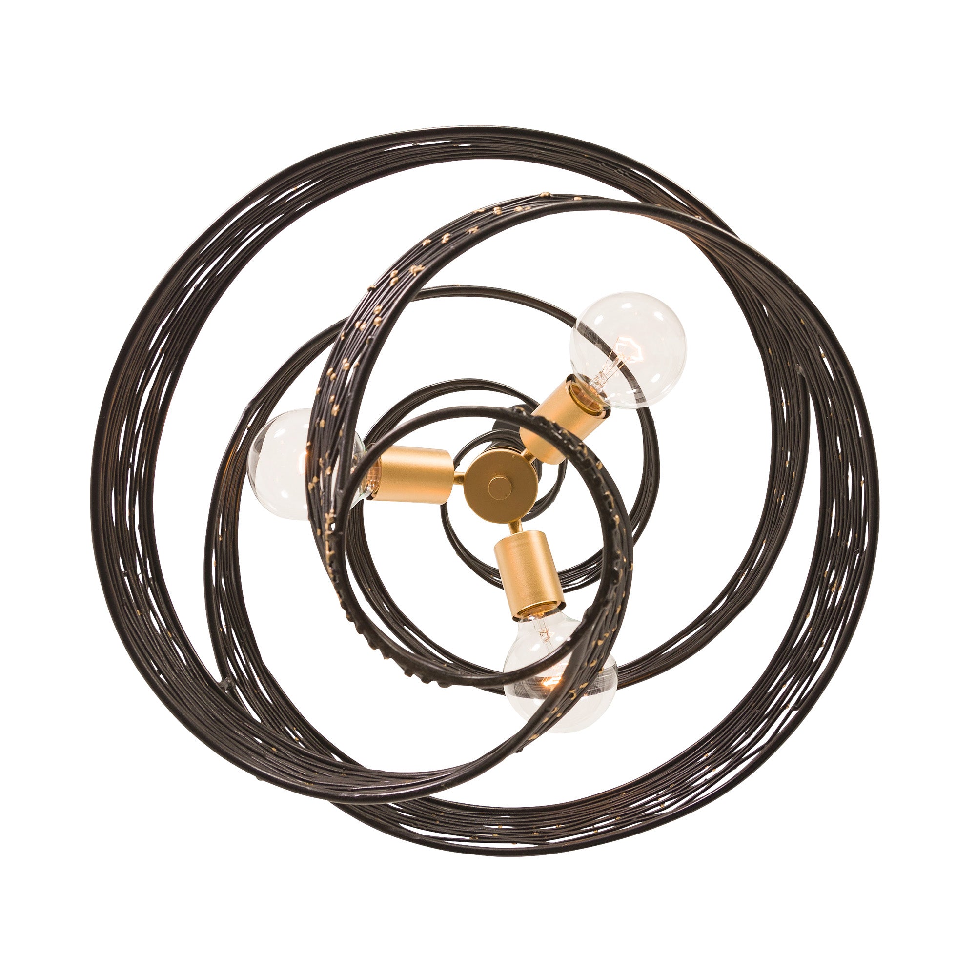 Flow 3 Light Twist Pendant - Matte Black/French Gold