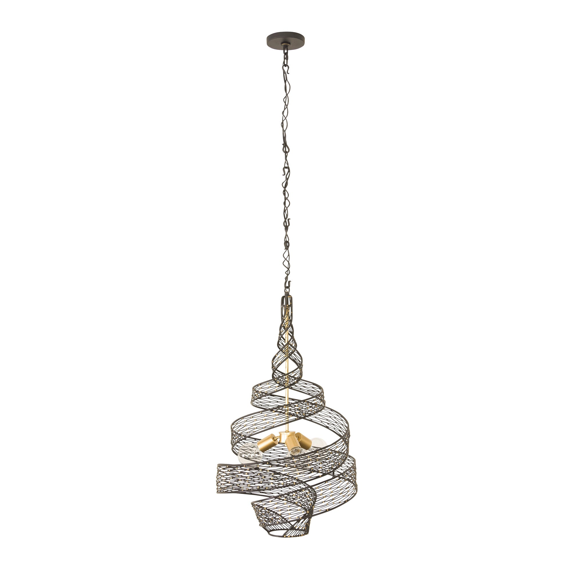 Flow 3 Light Twist Pendant - Matte Black/French Gold