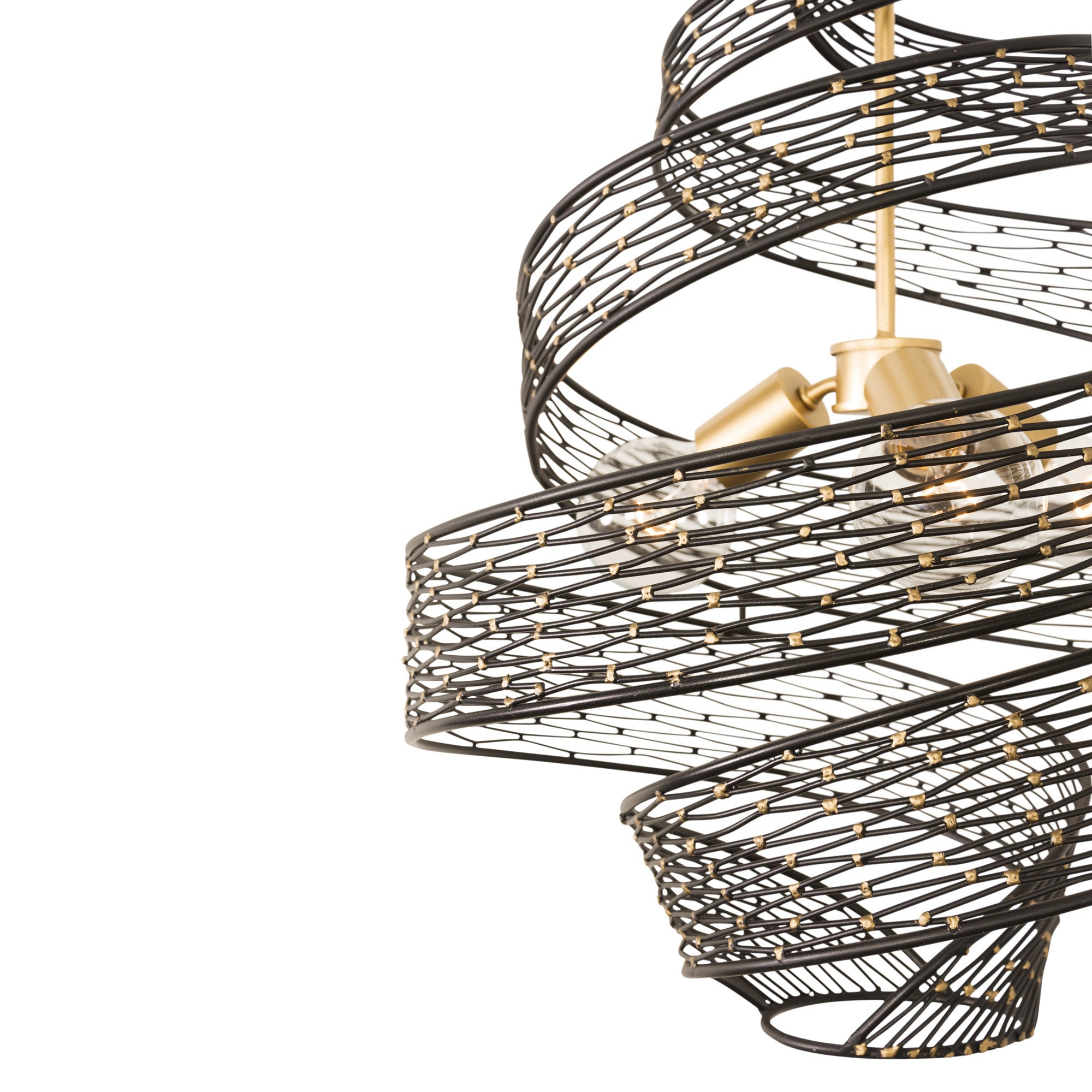 Flow 3 Light Twist Pendant - Matte Black/French Gold
