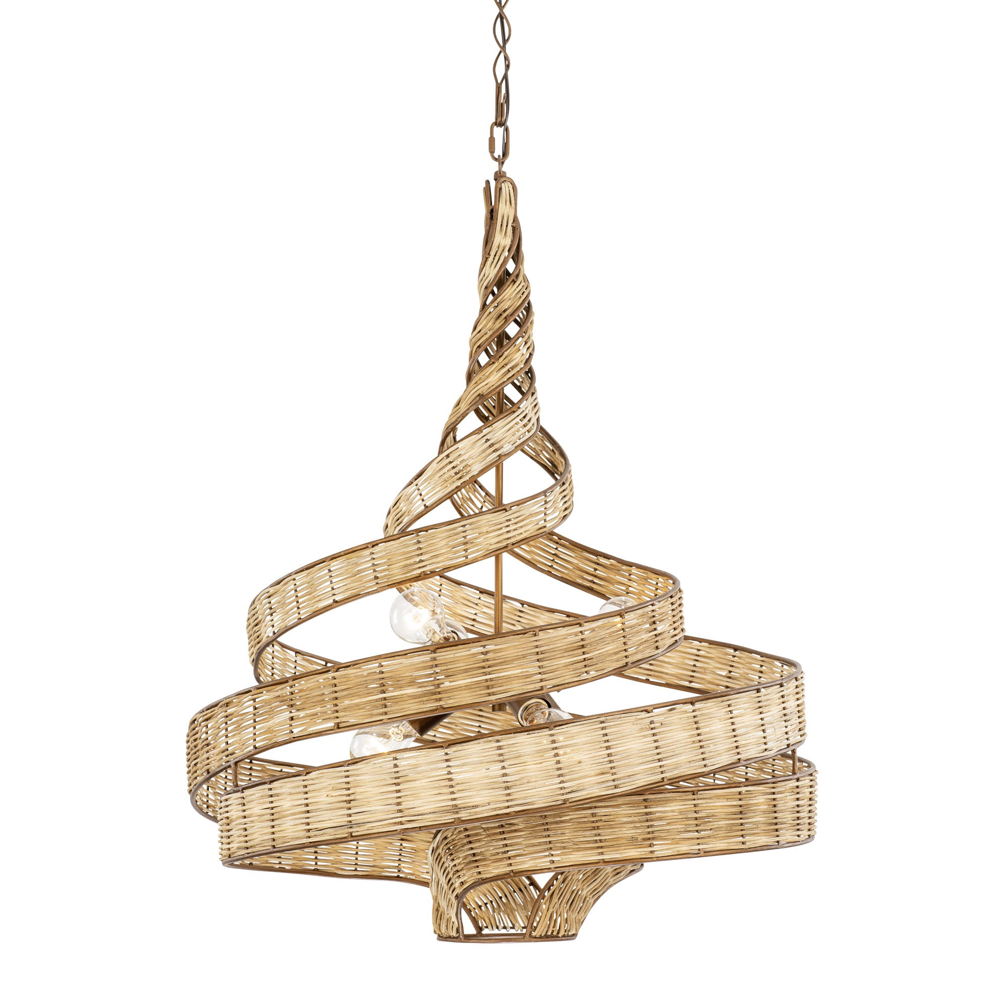 Flow 6 Light Twist Pendant - Baguette/Natural Rattan