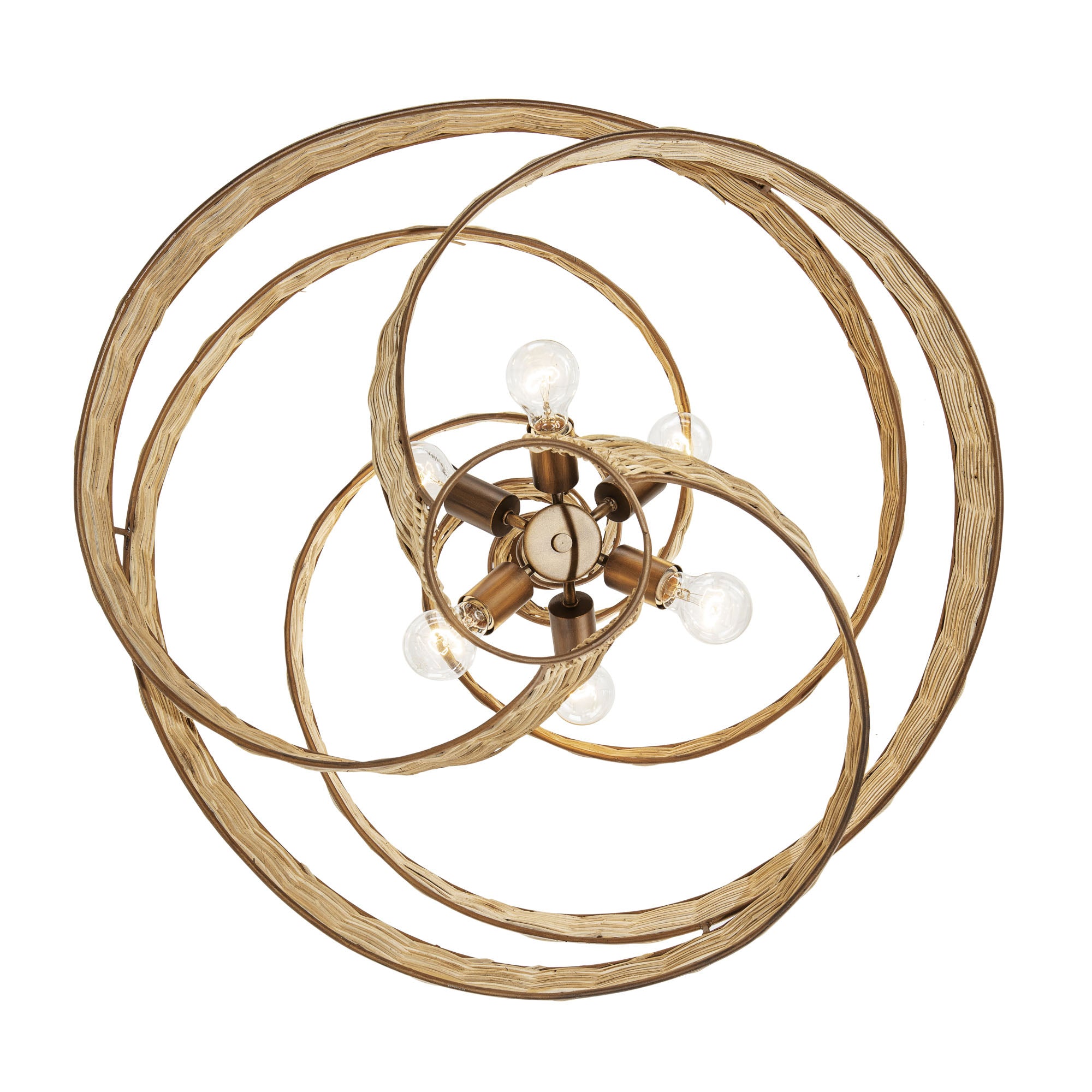 Flow 6 Light Twist Pendant - Baguette/Natural Rattan