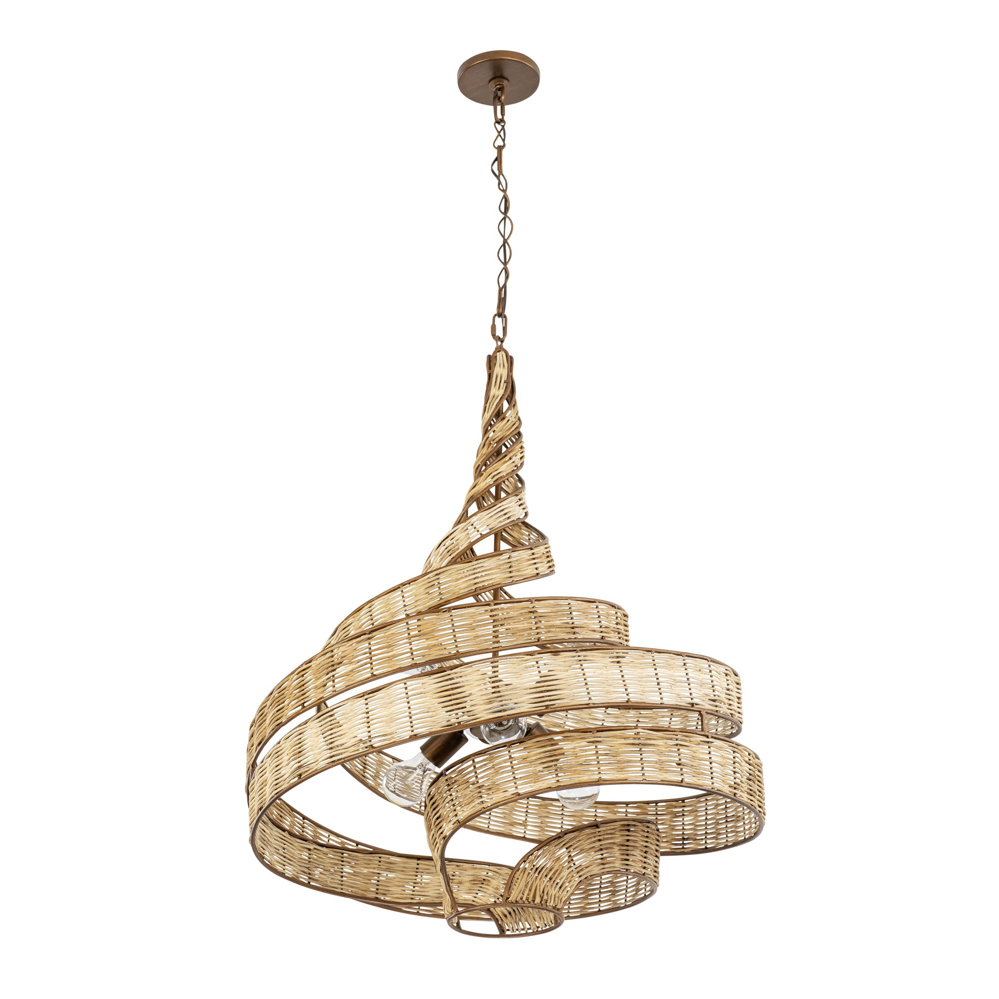 Flow 6 Light Twist Pendant - Baguette/Natural Rattan