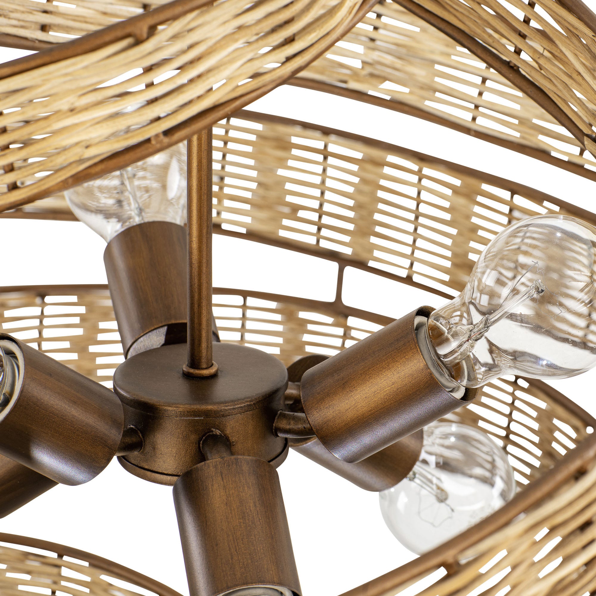 Flow 6 Light Twist Pendant - Baguette/Natural Rattan