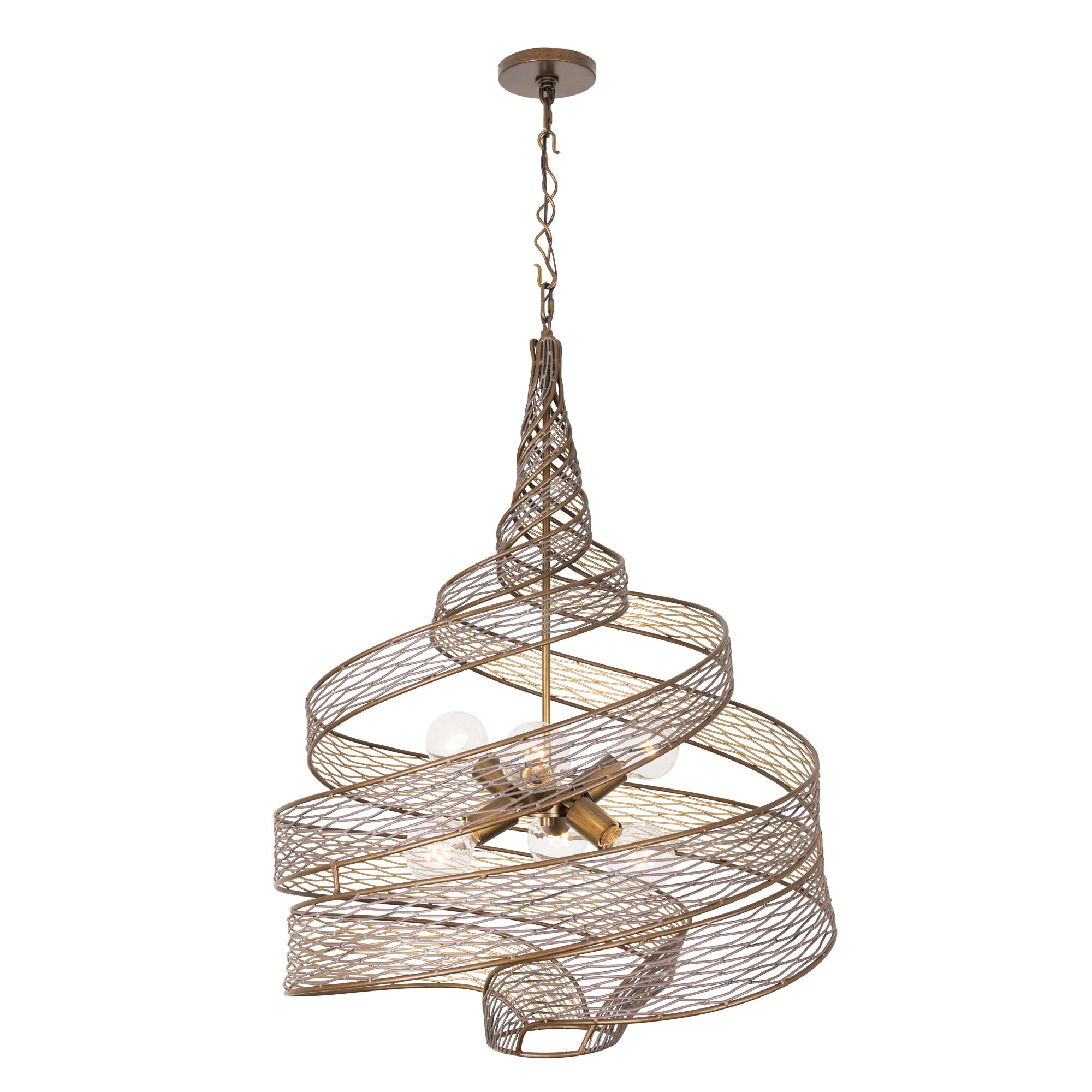 Flow 6 Light Twist Pendant - Hammered Ore