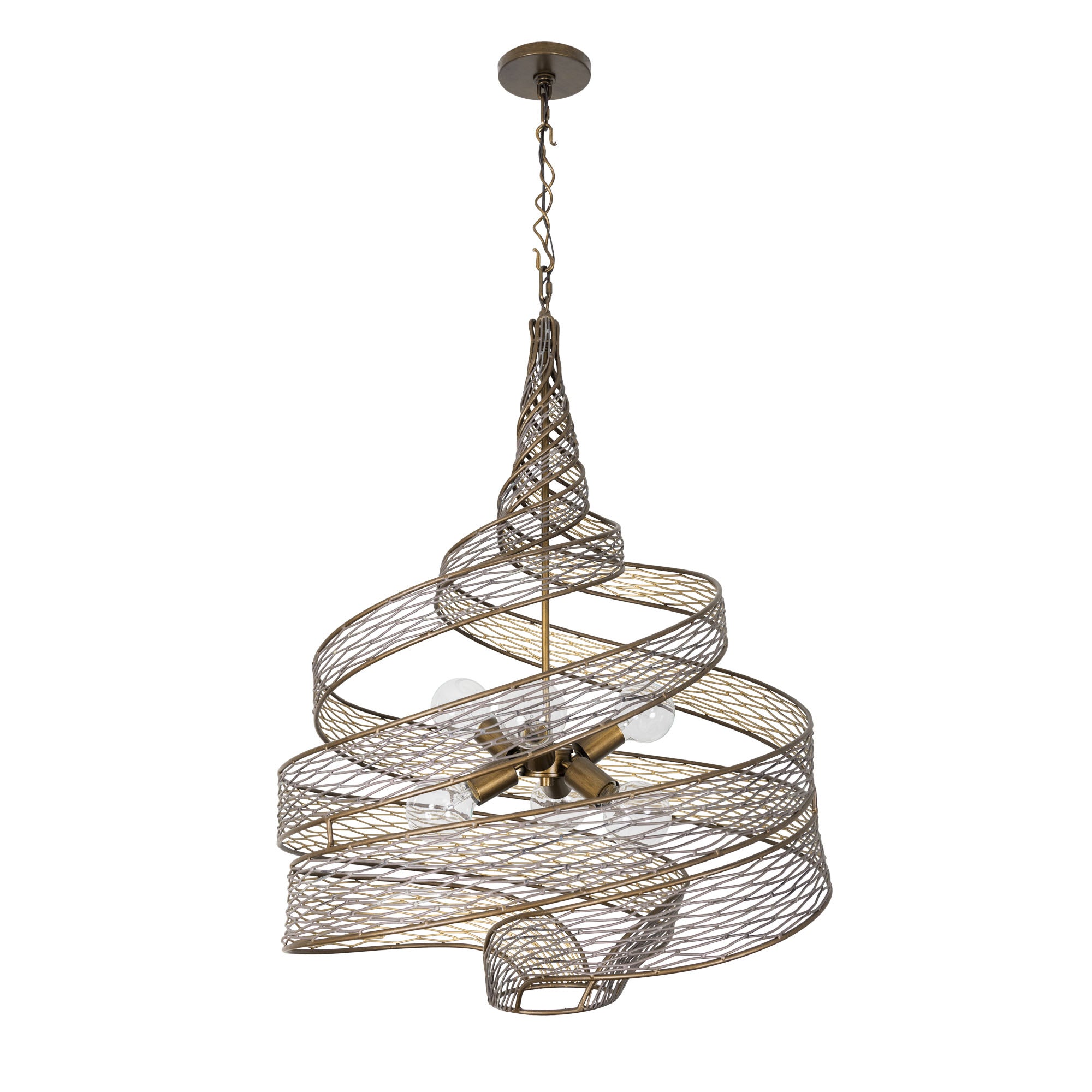 Flow 6 Light Twist Pendant - Hammered Ore