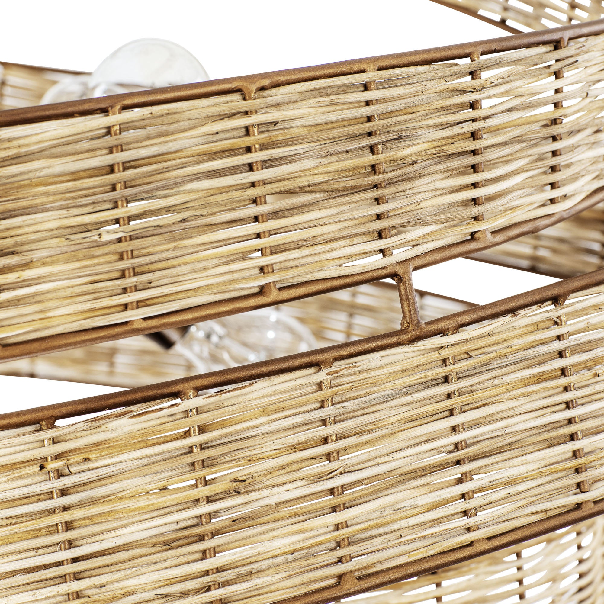 Flow 6 Light Large Twist Pendant - Baguette/Natural Rattan