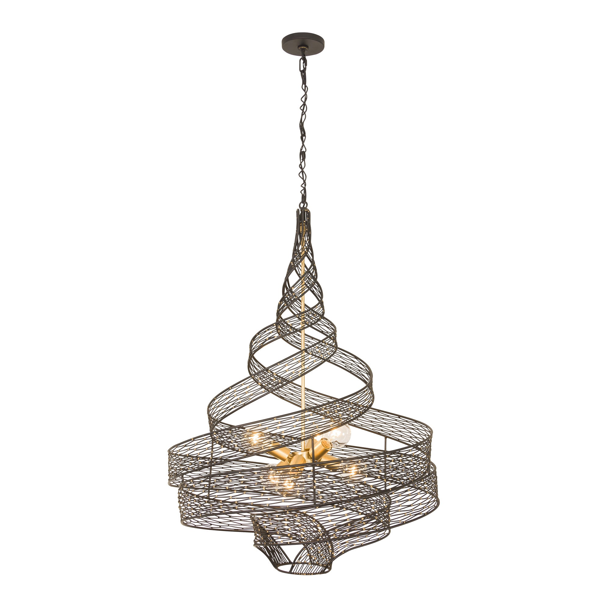 Flow 6 Light Twist Pendant - Matte Black/French Gold