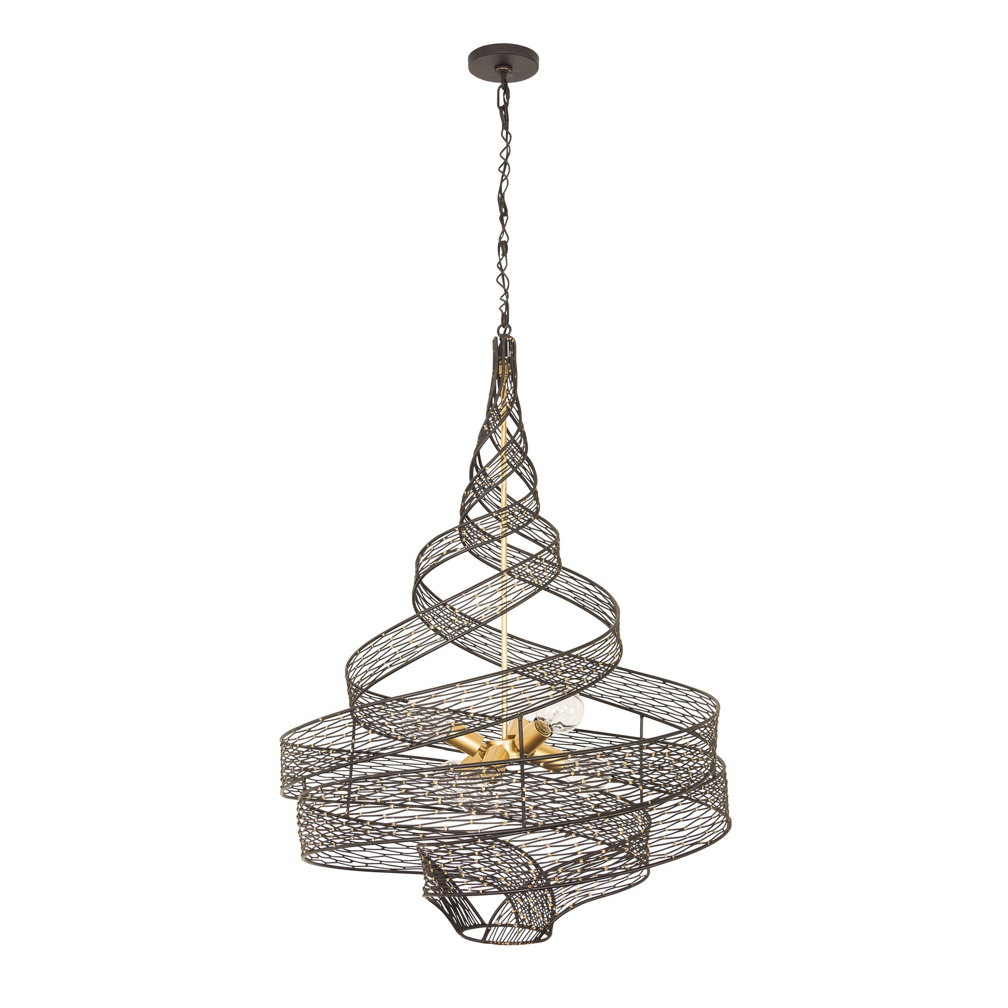 Flow 6 Light Twist Pendant - Matte Black/French Gold