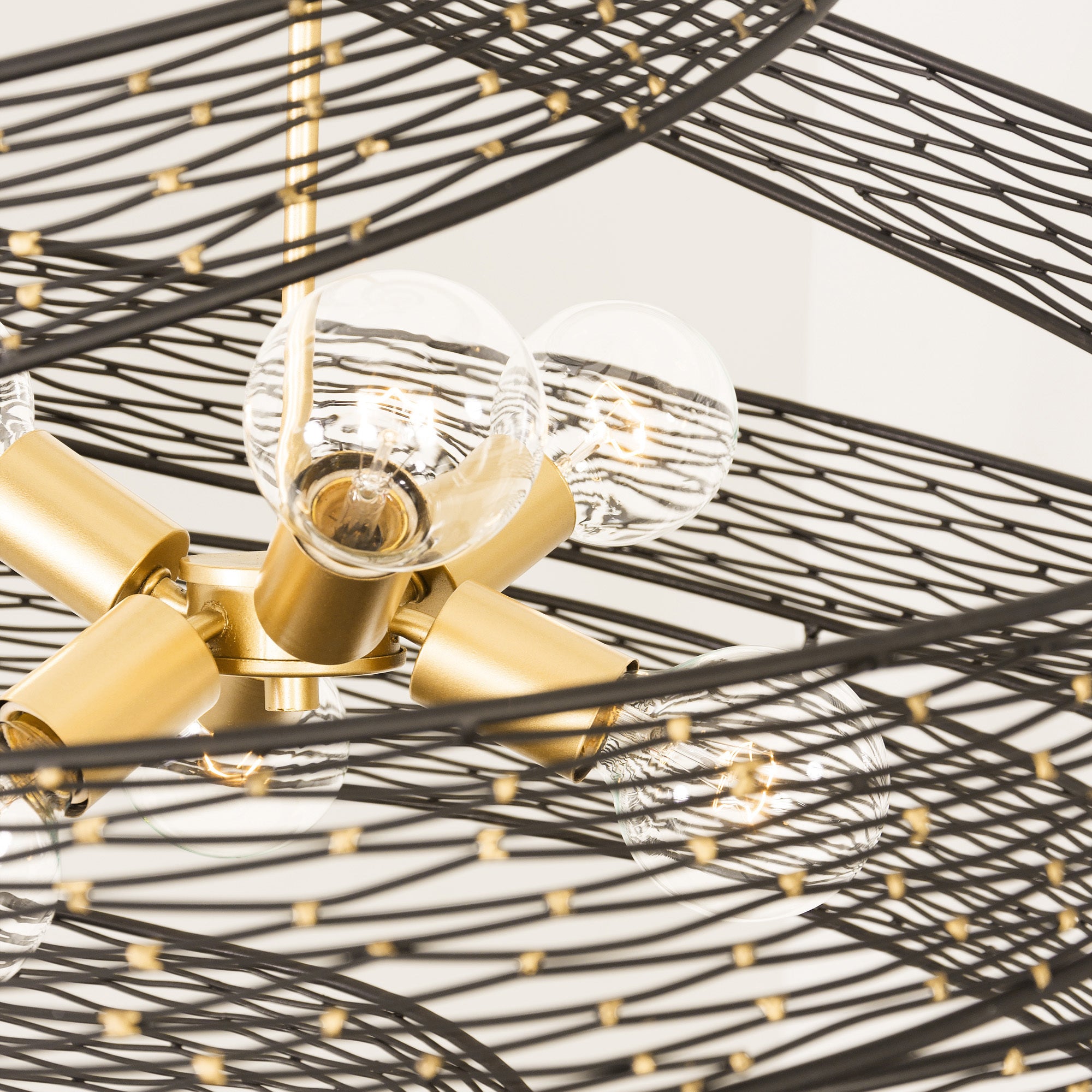 Flow 6 Light Twist Pendant - Matte Black/French Gold