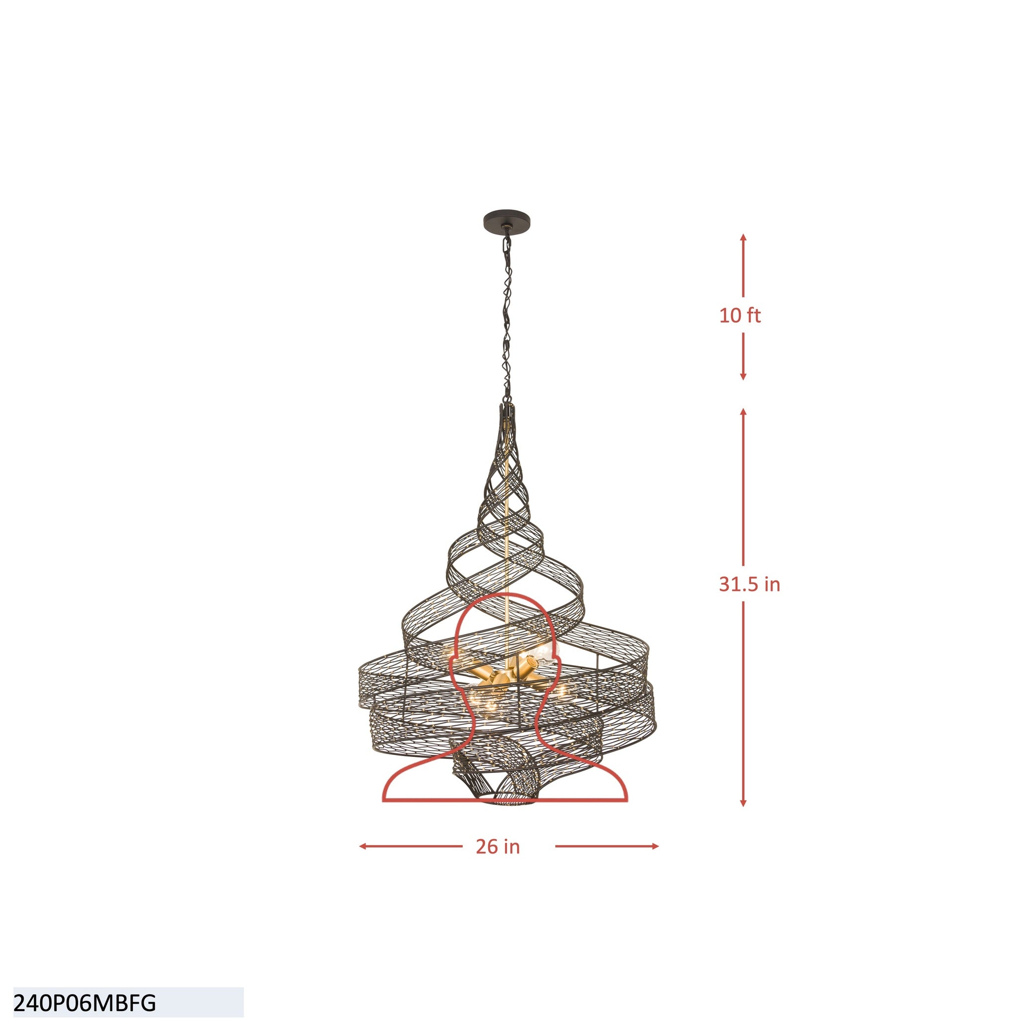 Flow 6 Light Twist Pendant - Steel