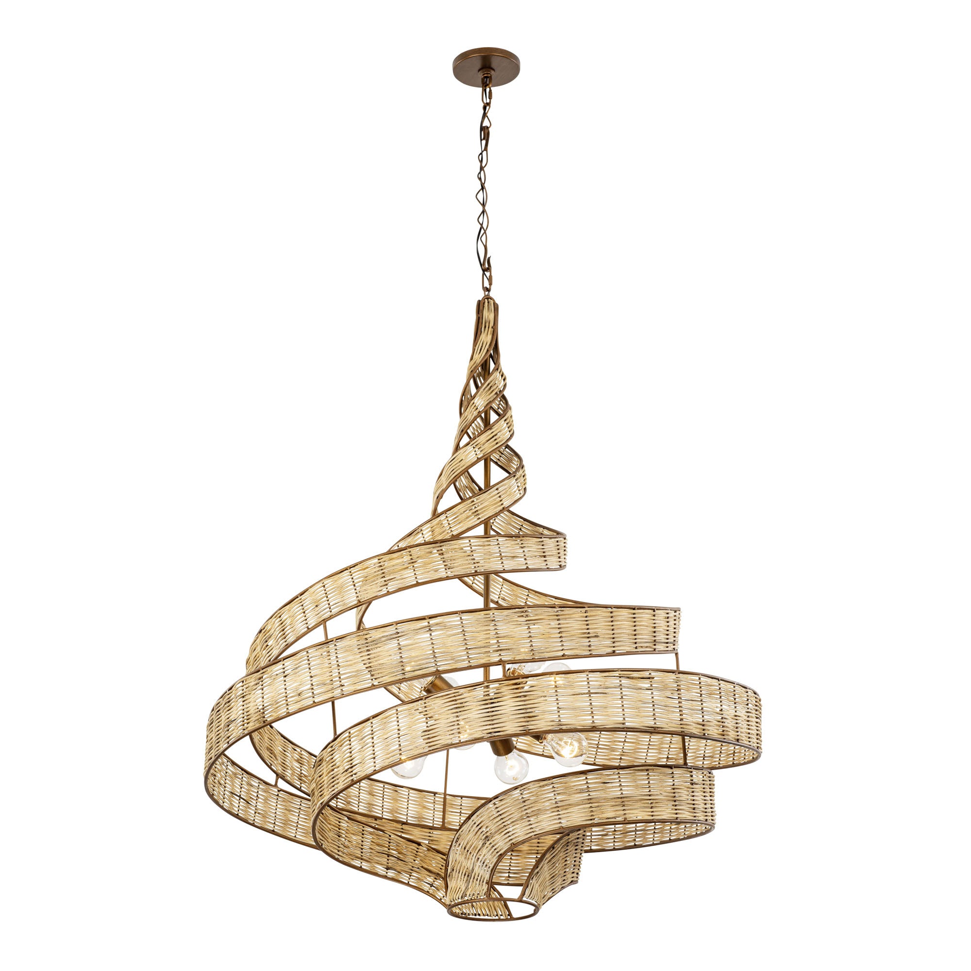 Flow 8 Light Twist Pendant - Baguette/Natural Rattan