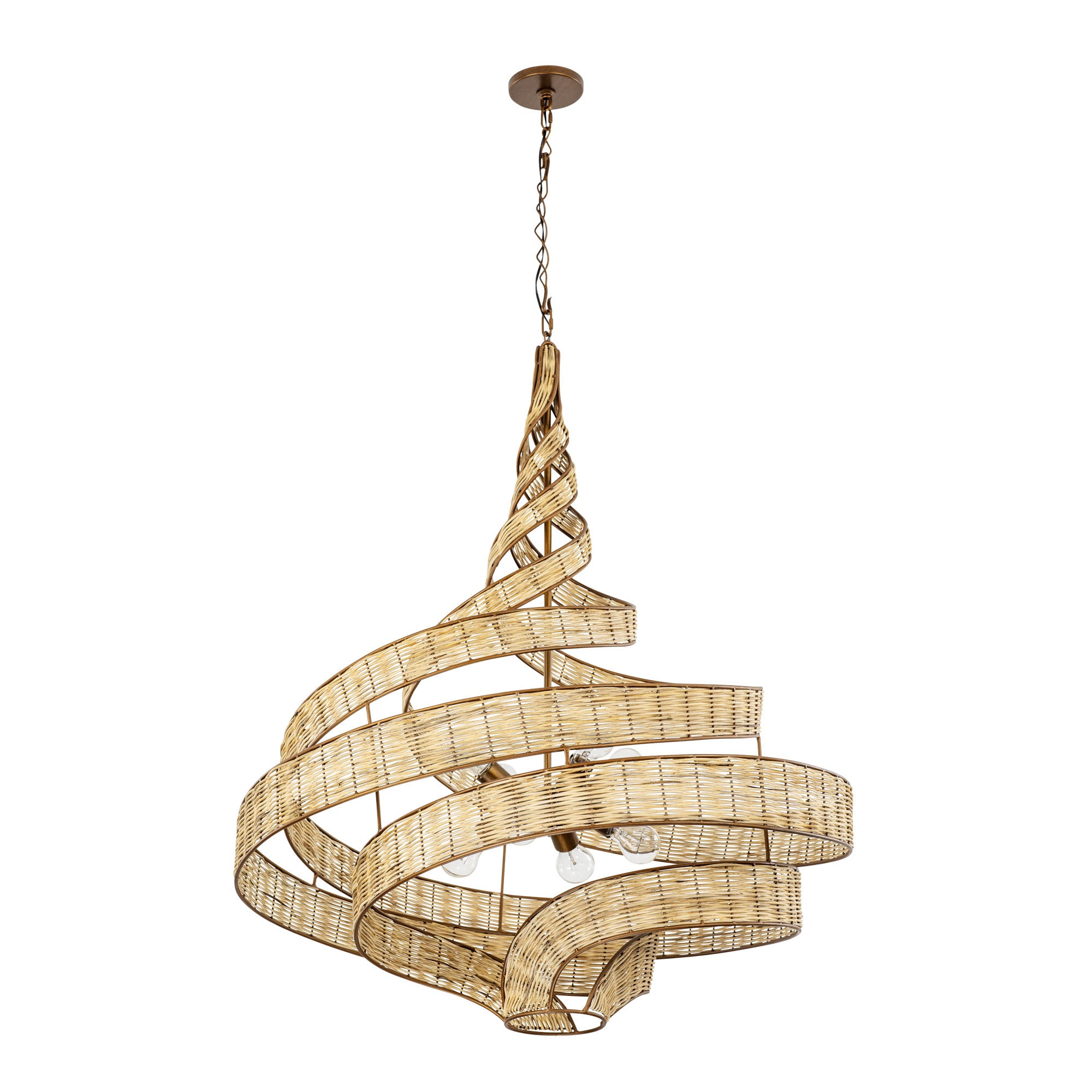 Flow 8 Light Twist Pendant - Baguette/Natural Rattan