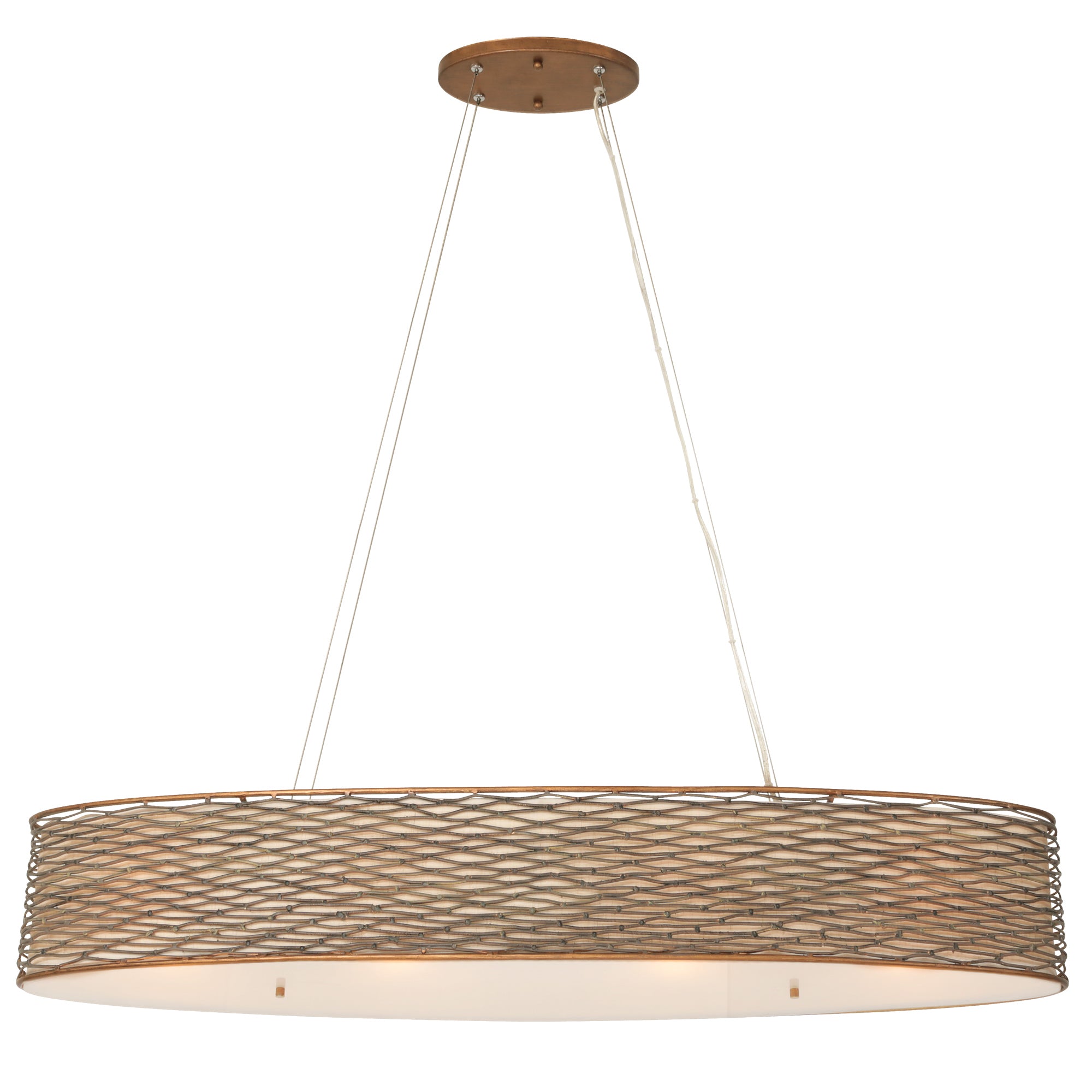 Flow 4 Light Oval Linear Pendant w/Fabric Shade - Hammered Ore