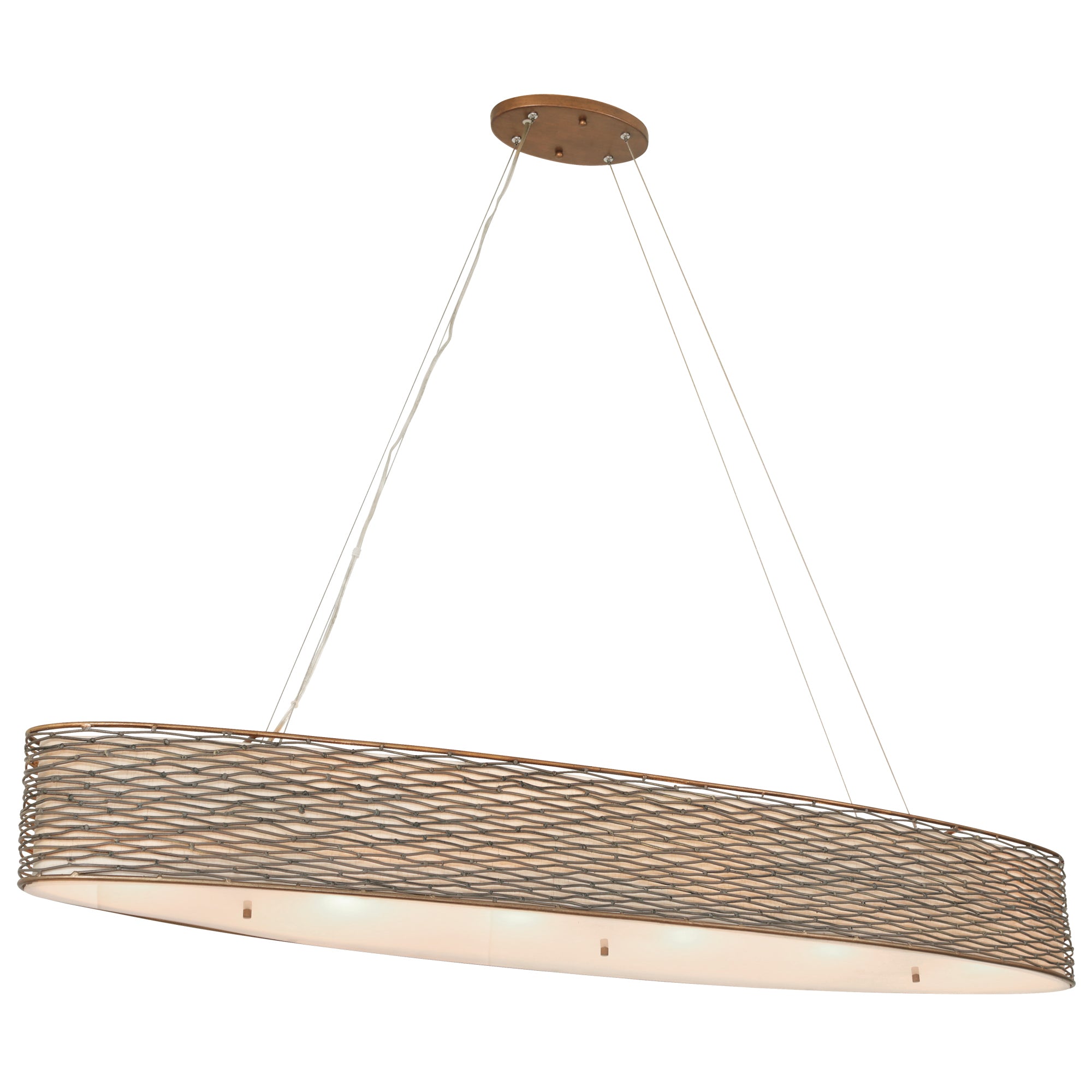 Flow 6-Light Oval Linear Pendant w/Fabric Shade - Hammered Ore