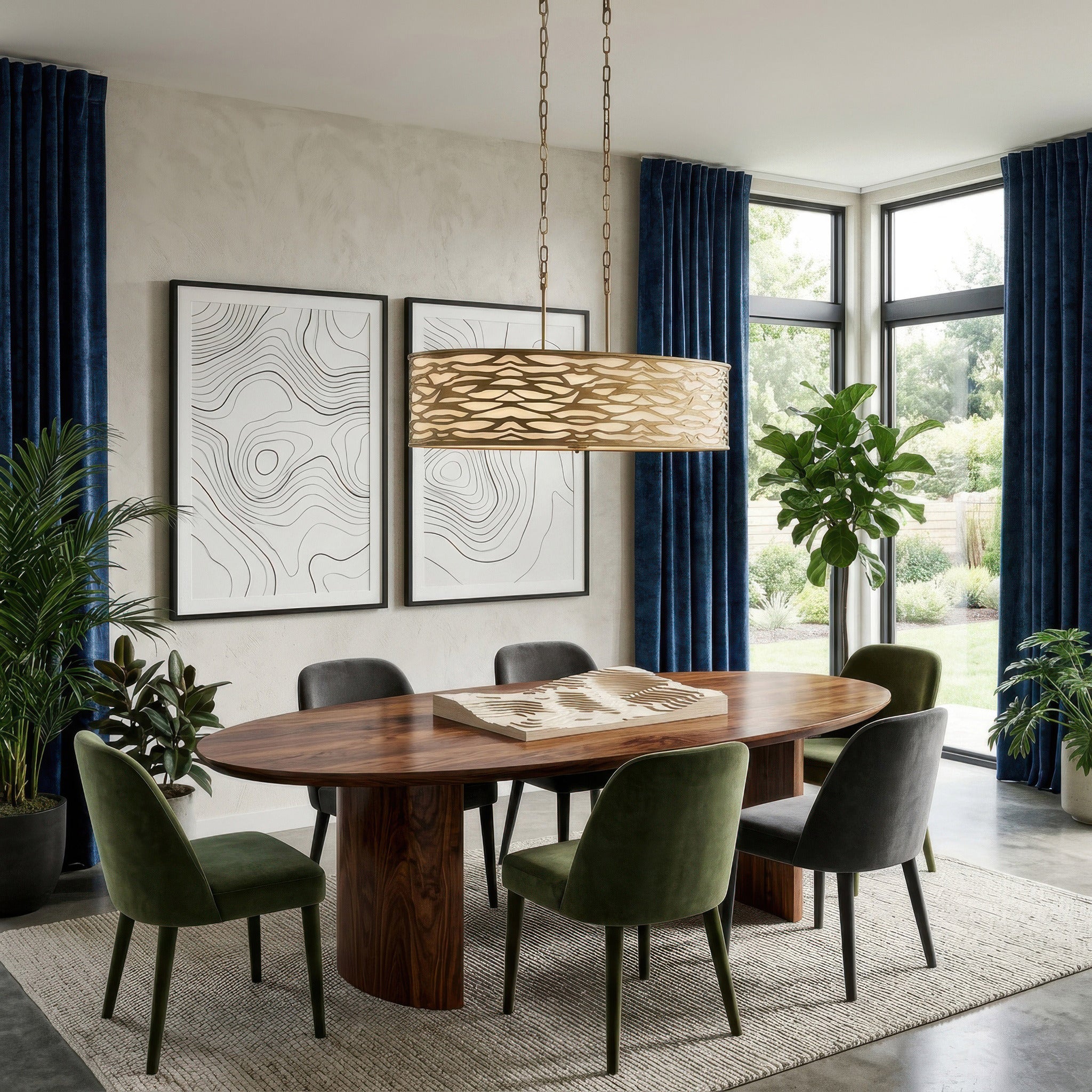 Kato 6 Light Oval Pendant - Havana Gold