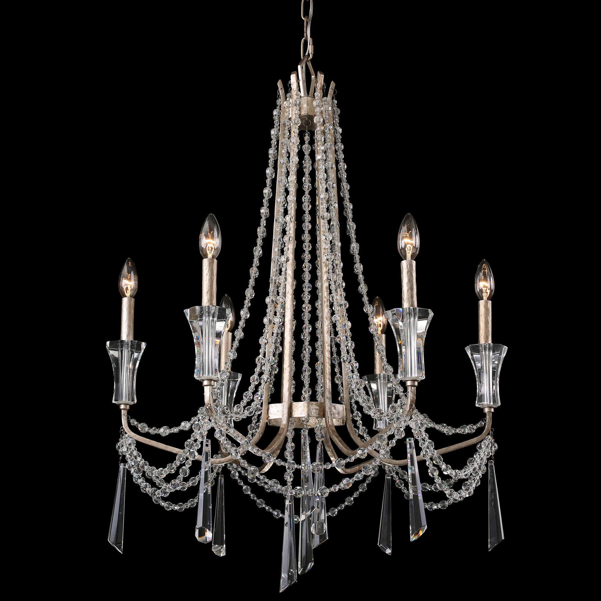 Barcelona 6 Light Crystal Chandelier - Transcend Silver