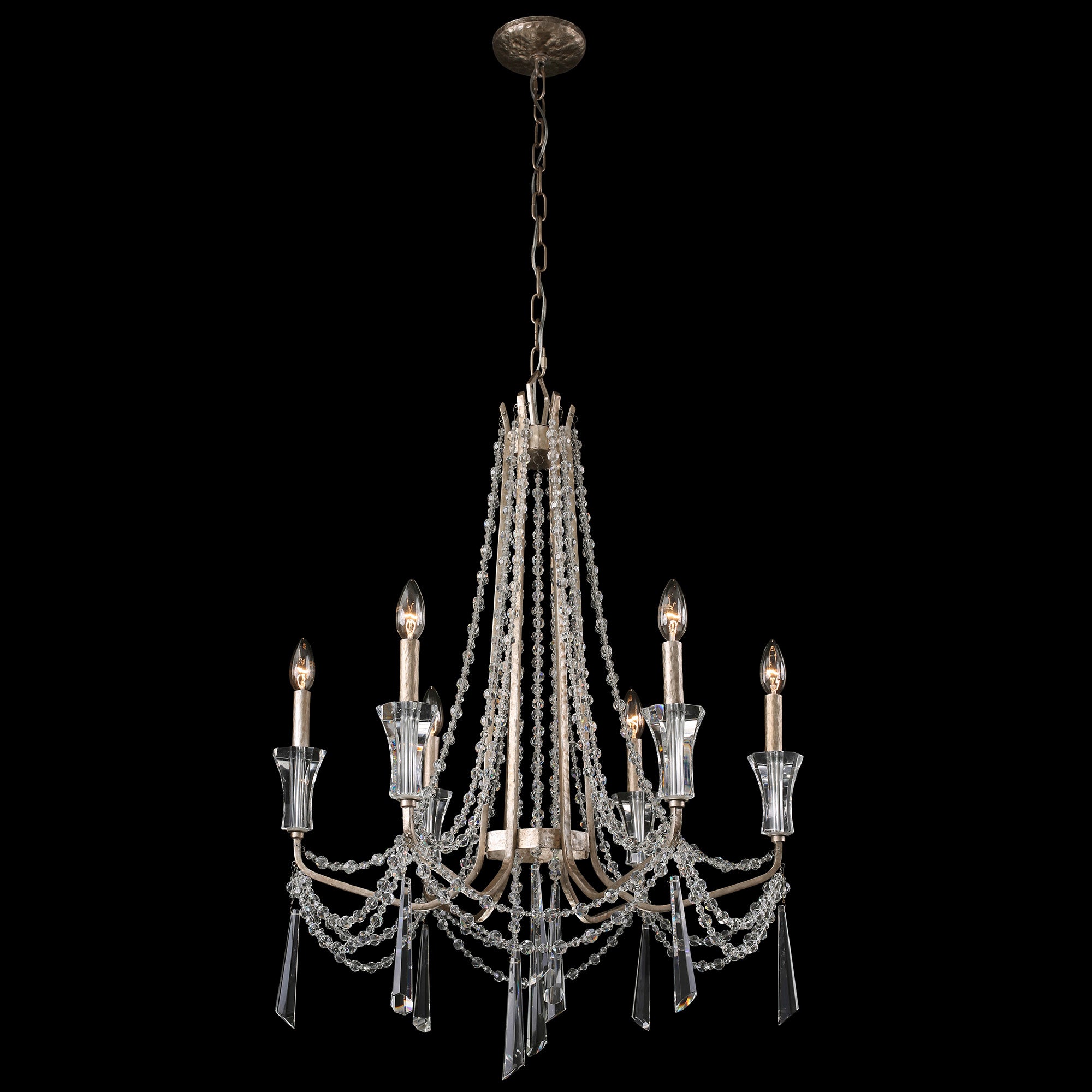 Barcelona 6 Light Crystal Chandelier - Transcend Silver